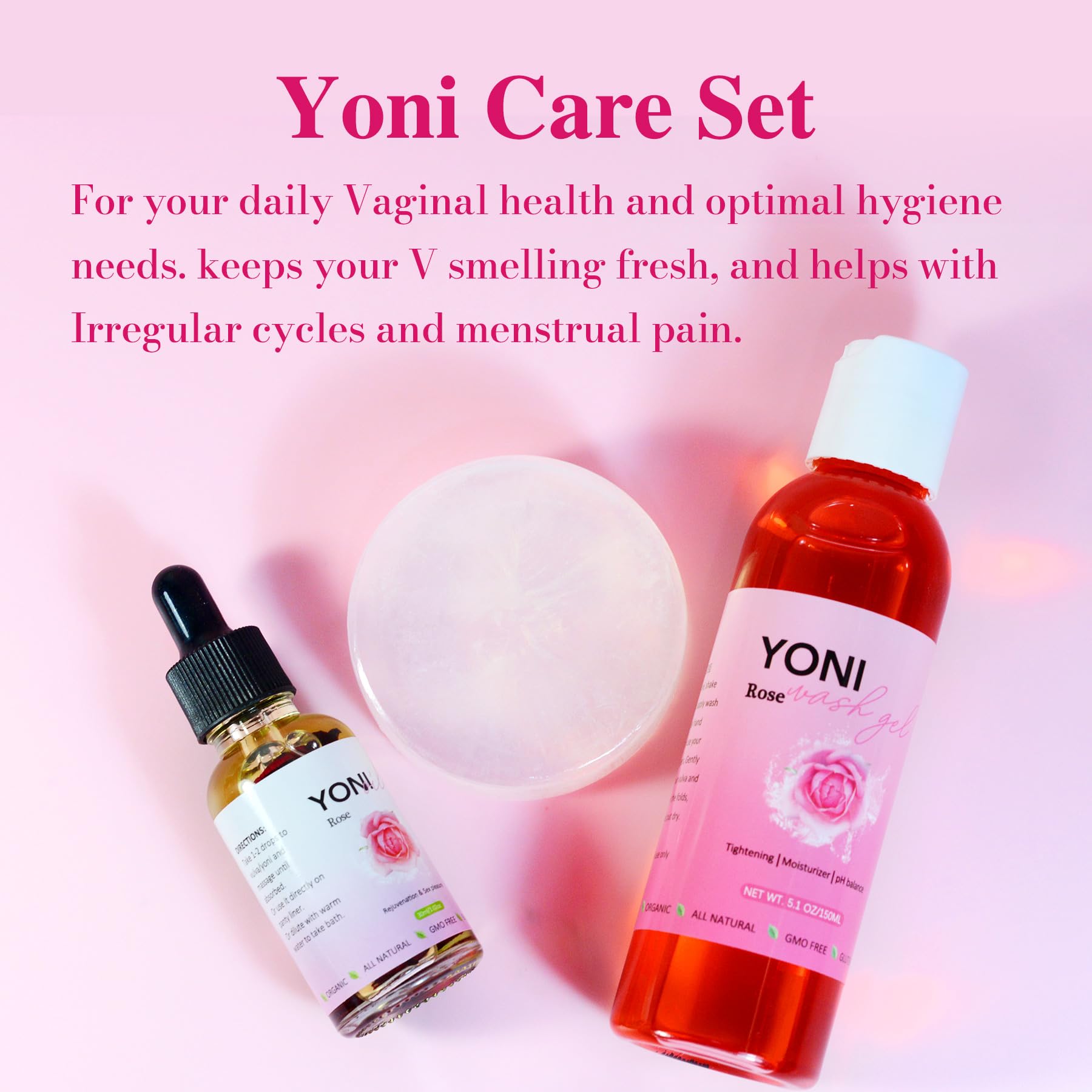 Aromlife Rose Yoni daily Wash Set - Yoni Oil & Yoni Bar & Yoni Feminine Wash, Ph Balance for Women Aromlife