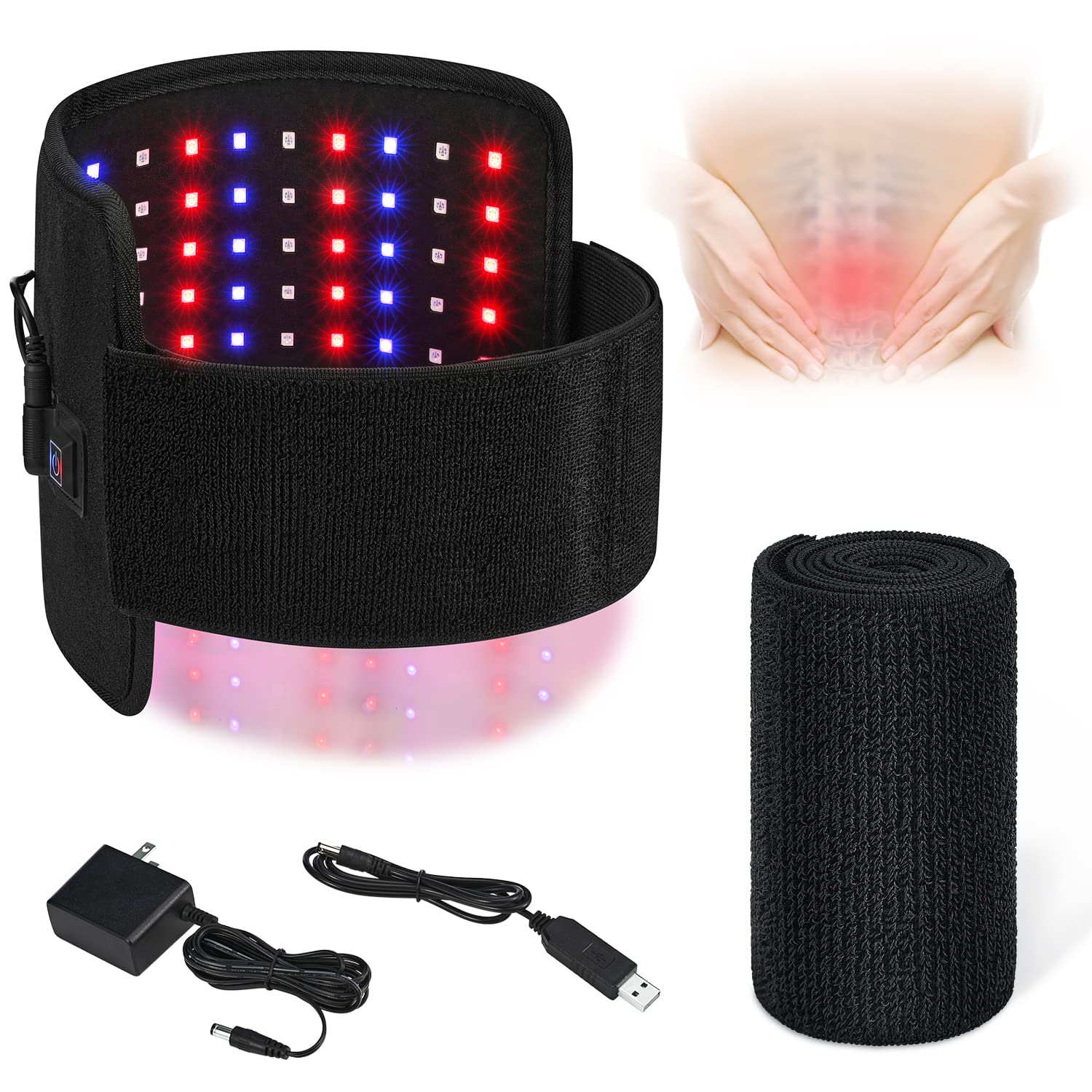 LPSAFP Red Light Therapy Belt for Body, Wearable Device with Blue, red and Near Infrared Light