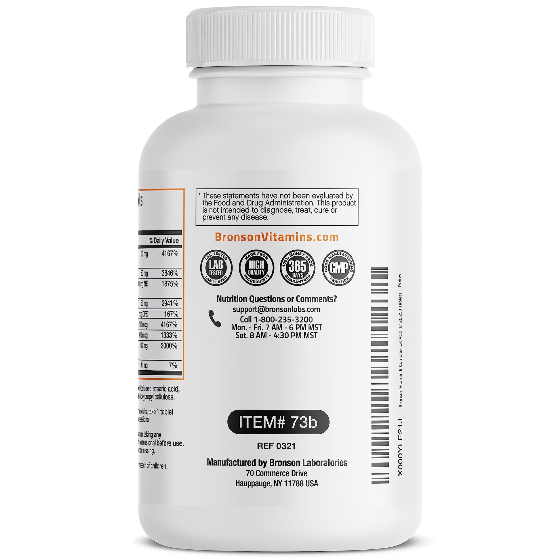 Bronson Super B Vitamin B Complex Sustained Slow Release Vitamin B1, B2, B3, B6, B9 Bronson