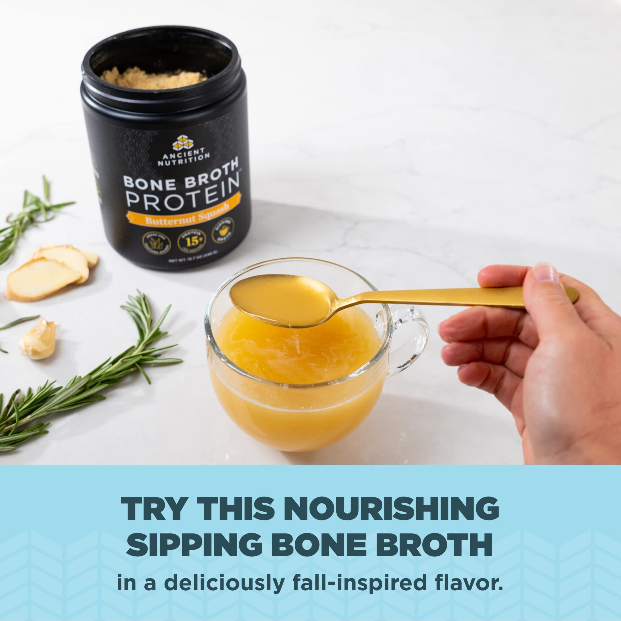 Ancient Nutrition Bone Broth Protein Powder, Chicken Soup, Grass-Fed Chicken Ancient Nutrition