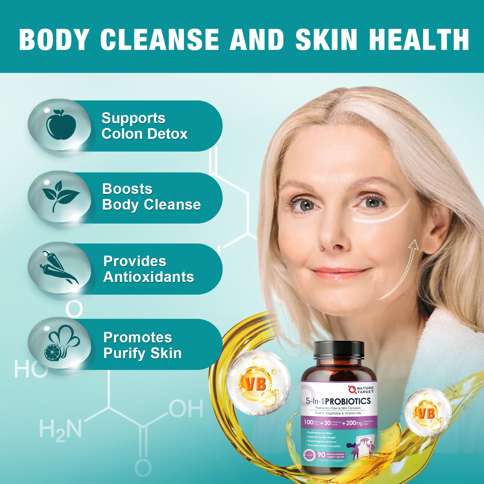 Probiotics for Women-Men-Kids Digestive Health, Prebiotics and Probiotics for Women NATURE TARGET