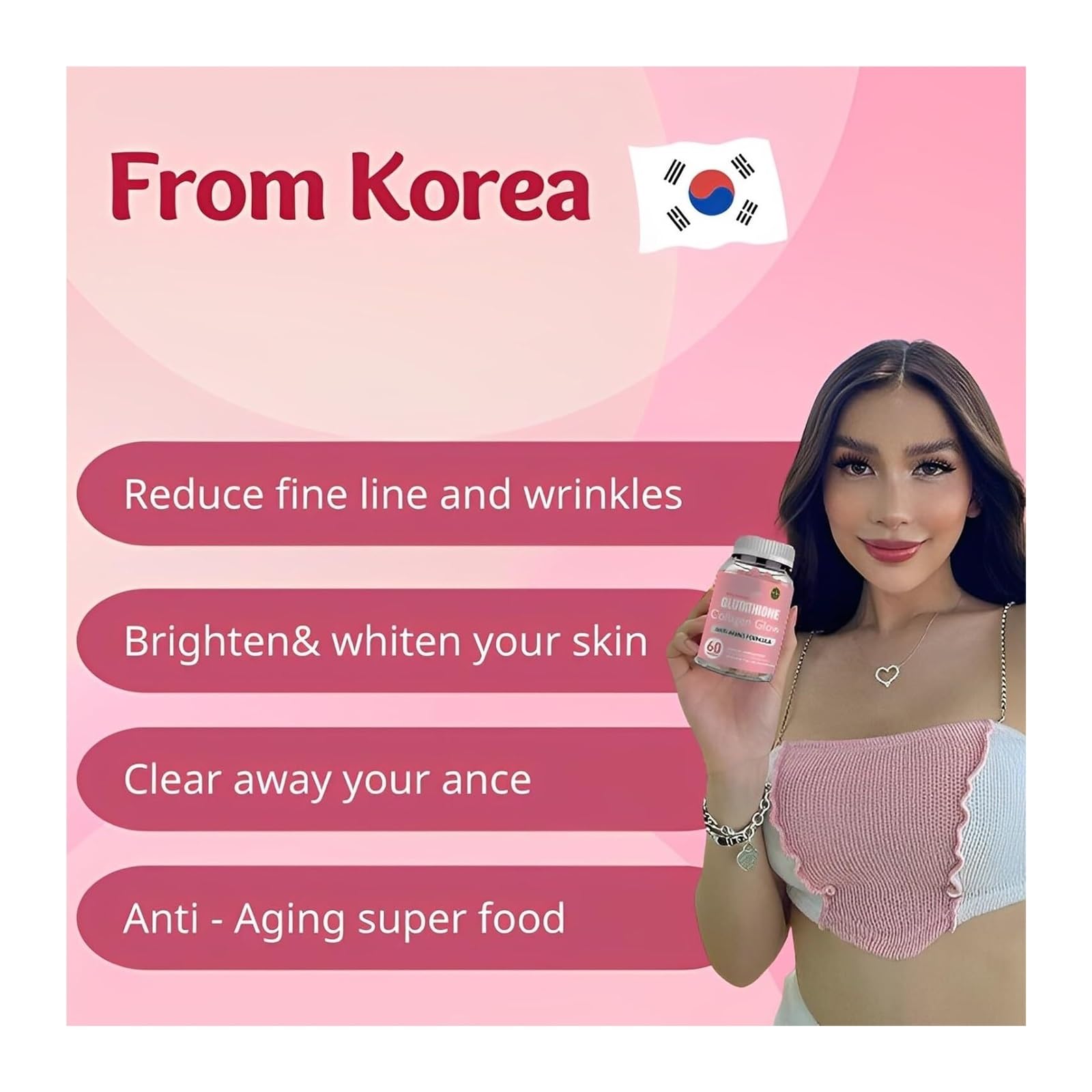 Glutathione Collagen Gummies, Glutathione Collagen Glow Gummies for Skin Care ECLAYA