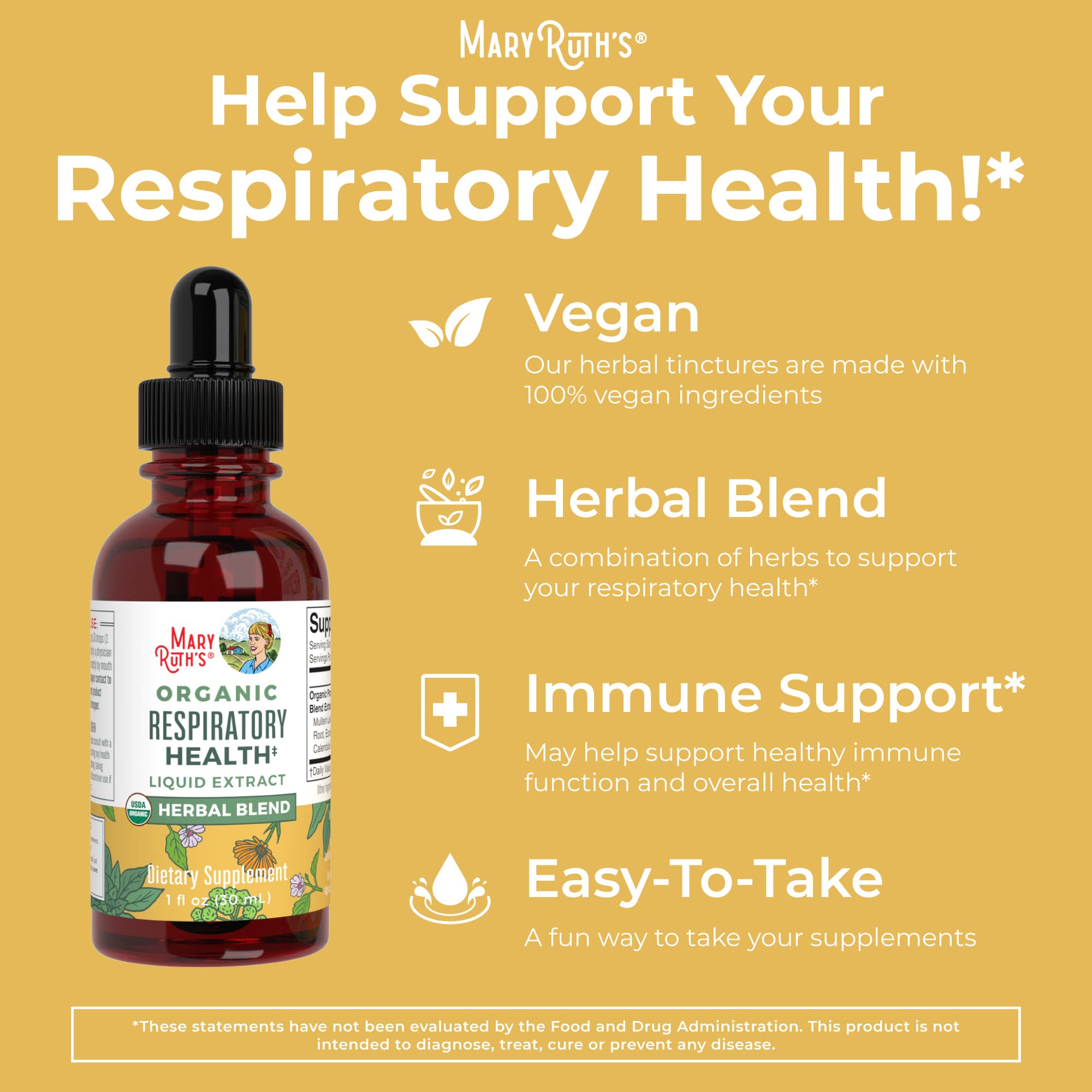 MaryRuth's | USDA Organic Respiratory Health Herbal Supplement Extract MaryRuth Organics