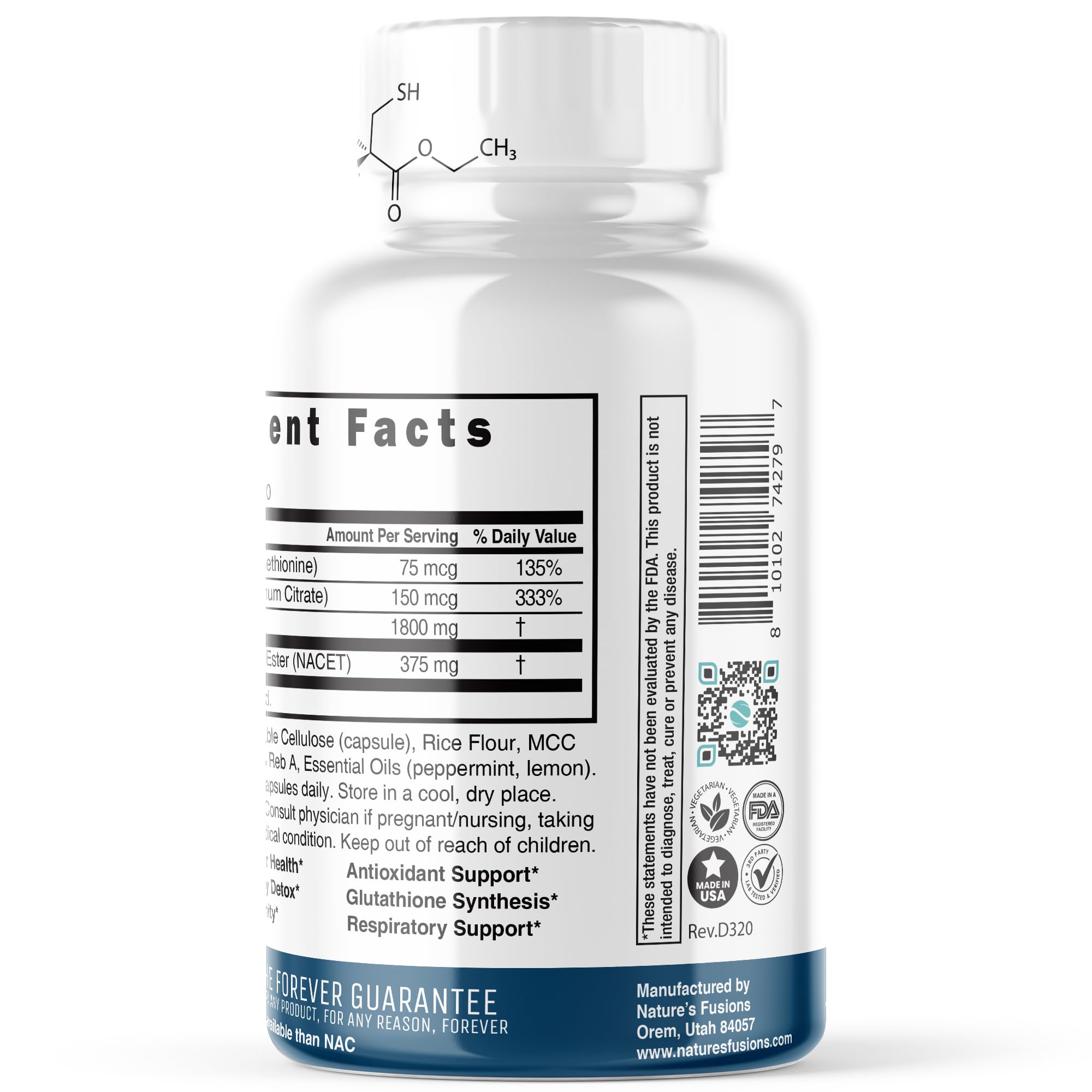 Neuro NAC Supplement 375mg Extra Strength with 1800mg Glycine - N-Acetyl Cysteine Nature's Fusions