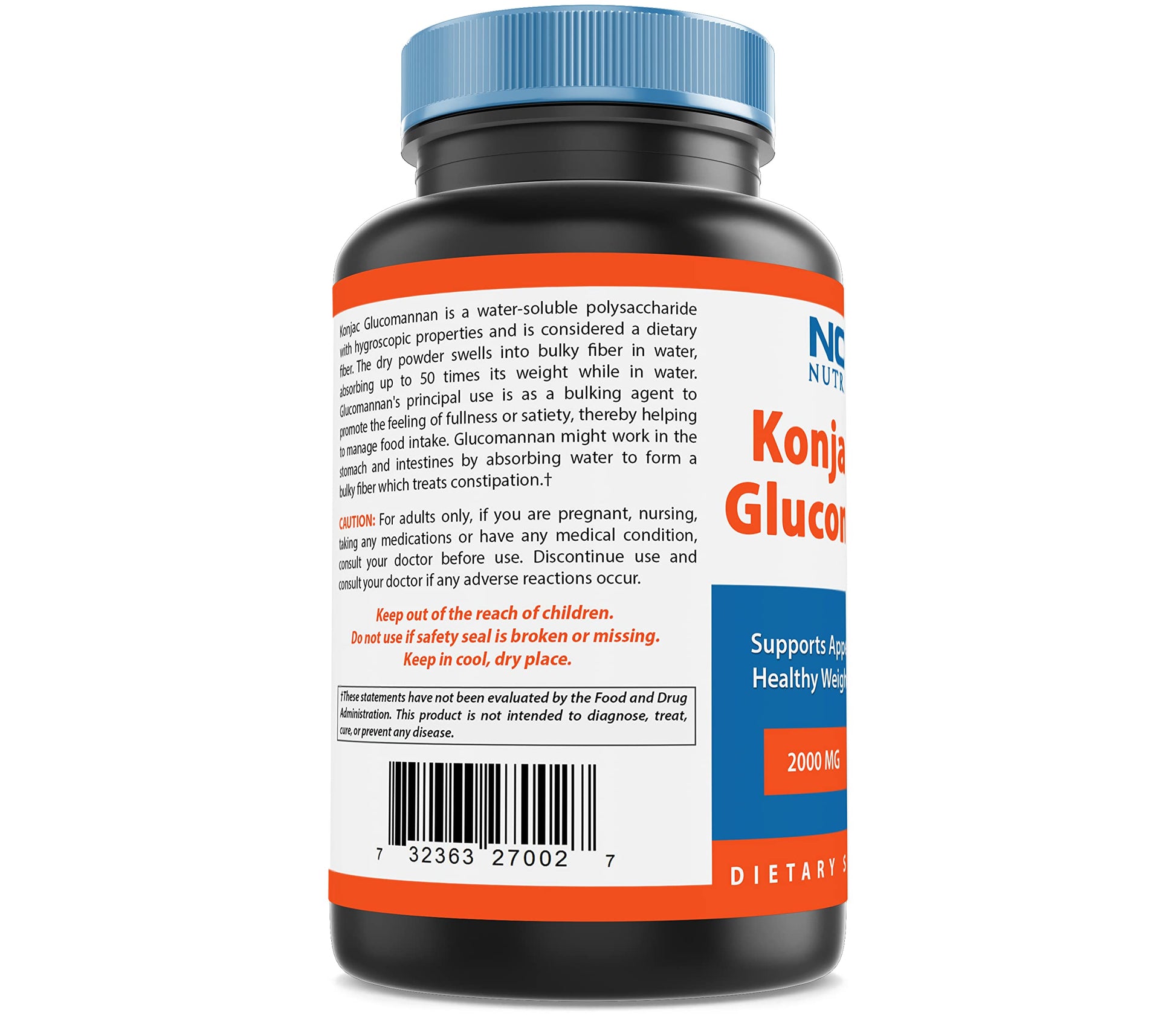 Nova Nutritions 2 Pack Konjac Root Glucomannan Capsules 2000 mg/Serving Veggie Caps Nova Nutritions