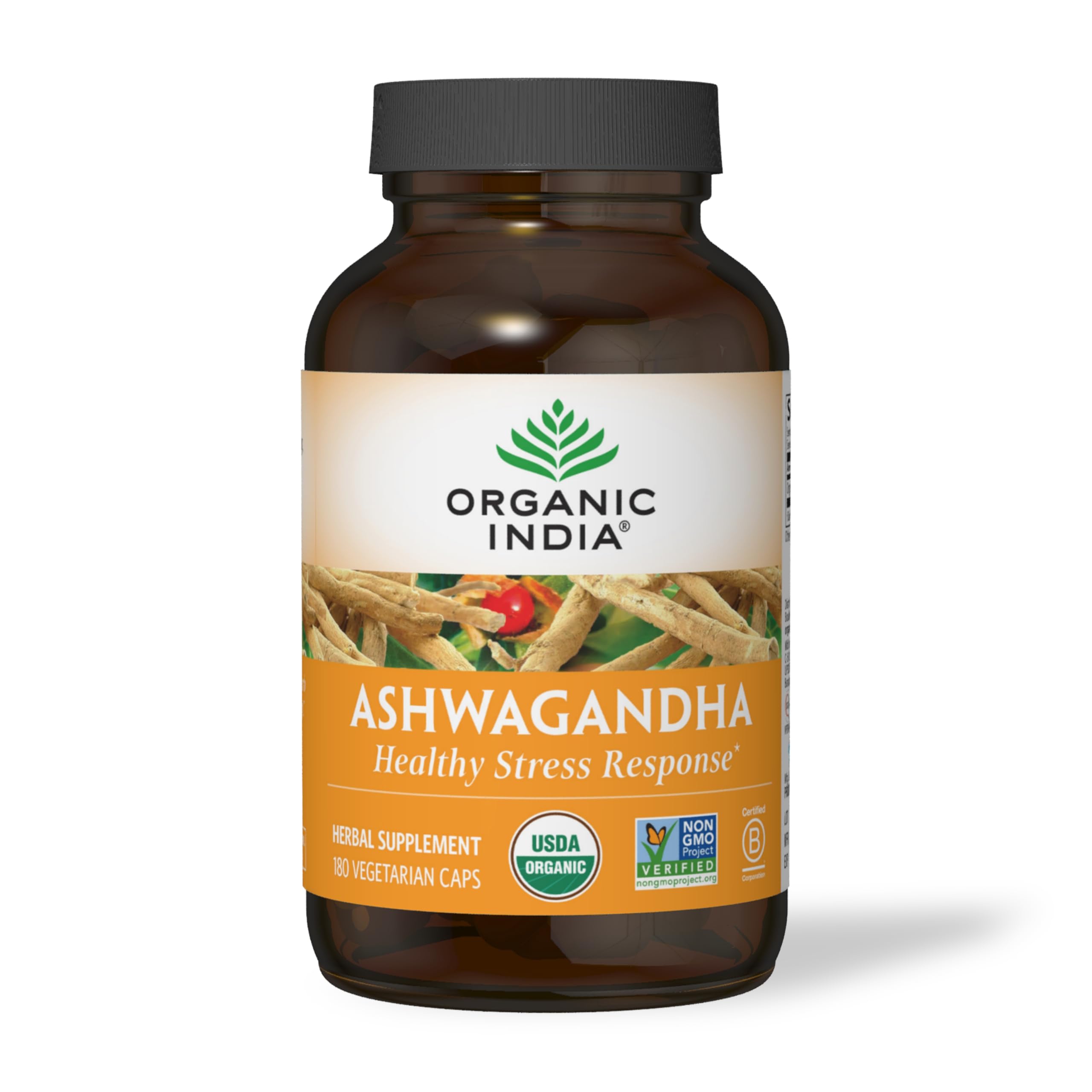 Organic India Ashwagandha Herbal Supplement - Stress Response Support, Vegan, Gluten Organic India