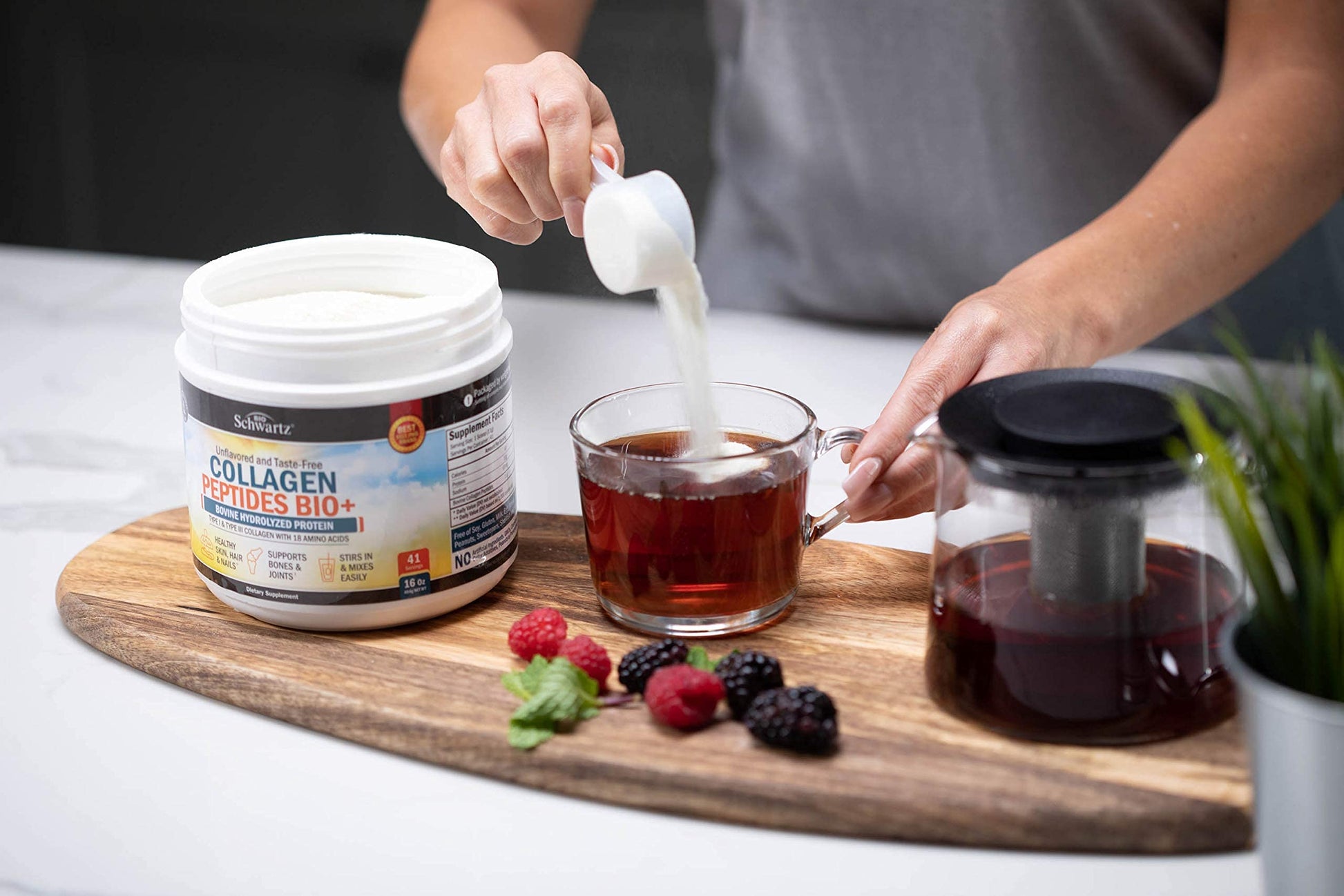 Collagen Peptides Powder - Grass Fed, Pasture Raised with Aminos - Promotes Healthy BioSchwartz