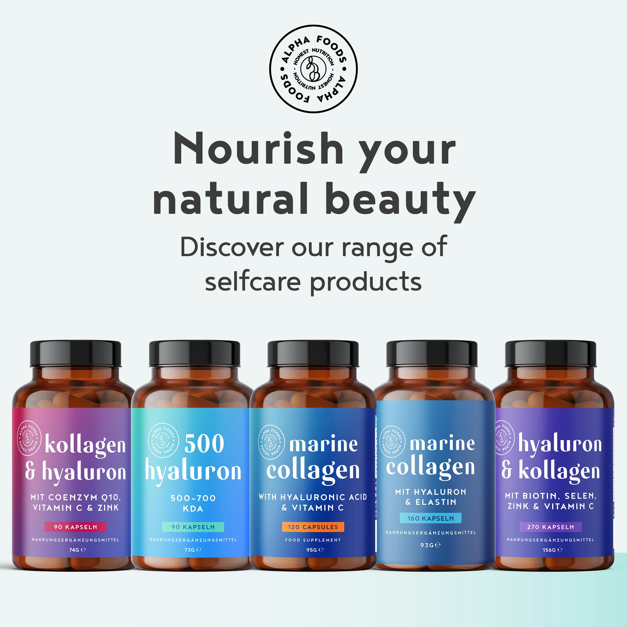 Marine Collagen Capsules 2200mg - Enhanced with Hyaluronic Acid and Vitamin C Alpha Foods