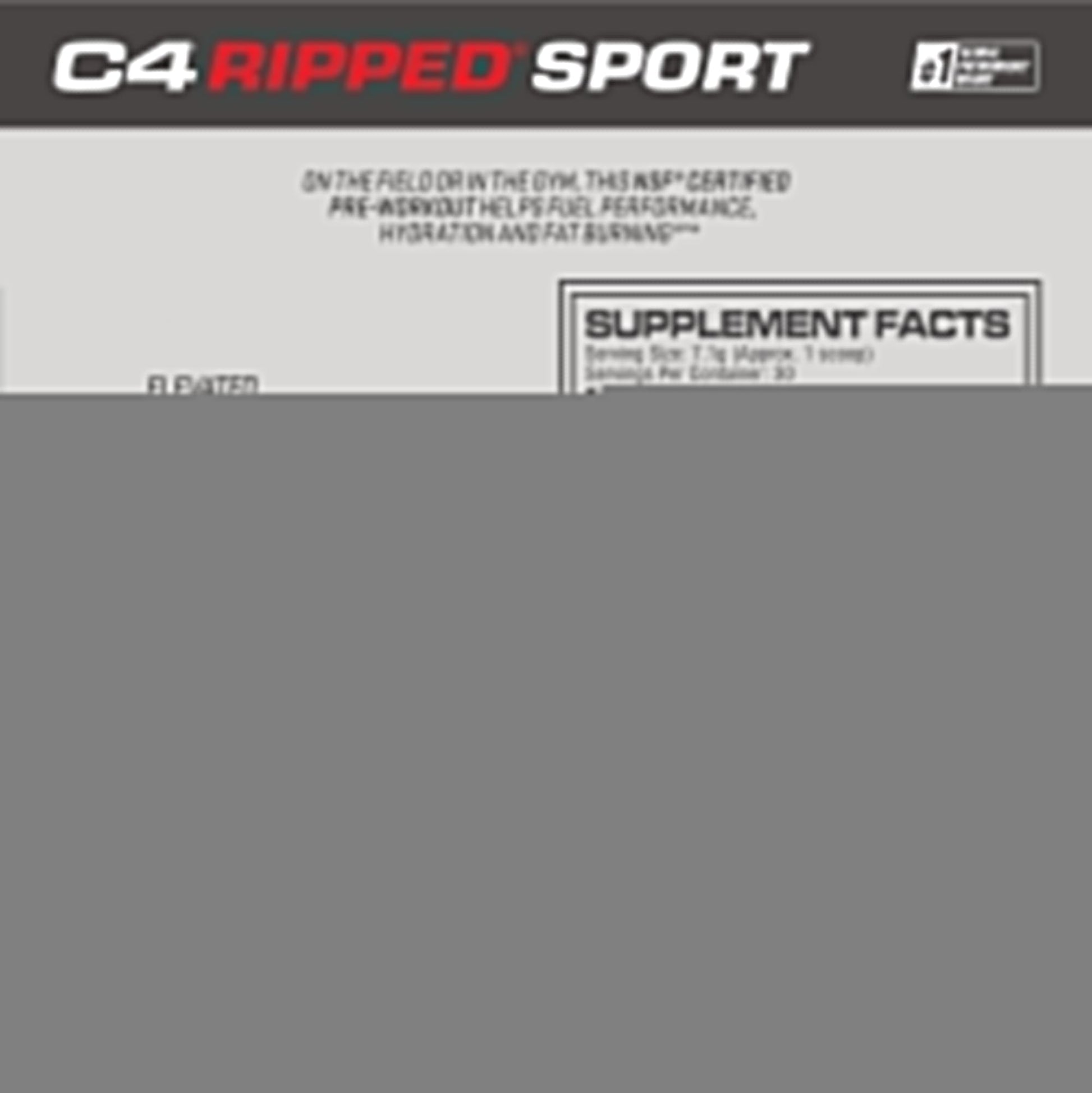 C4 Ripped Sport Pre Workout Powder Fruit Punch - NSF Certified for Sport + Sugar Free Cellucor