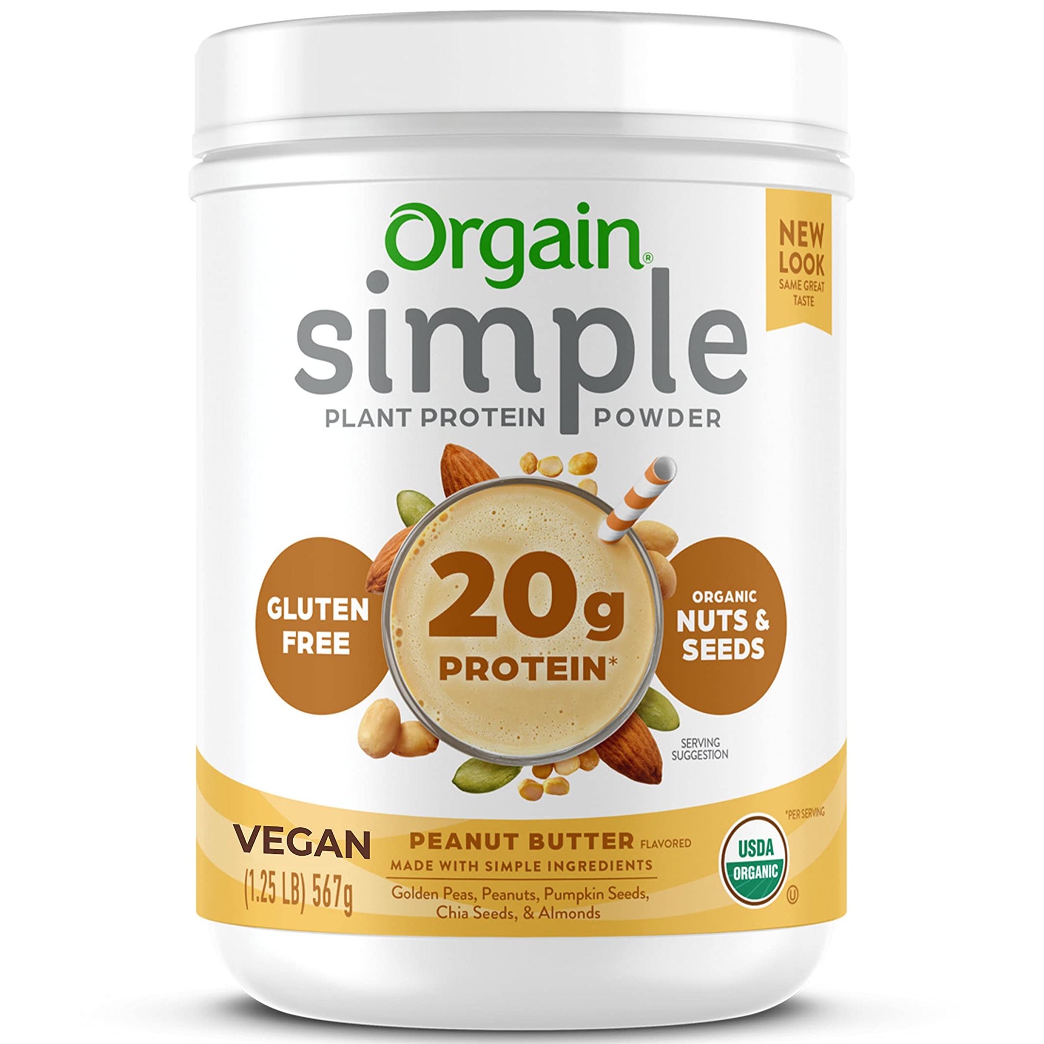 Orgain Organic Simple Vegan Protein Powder, Peanut Butter - 20g Plant Based Protein