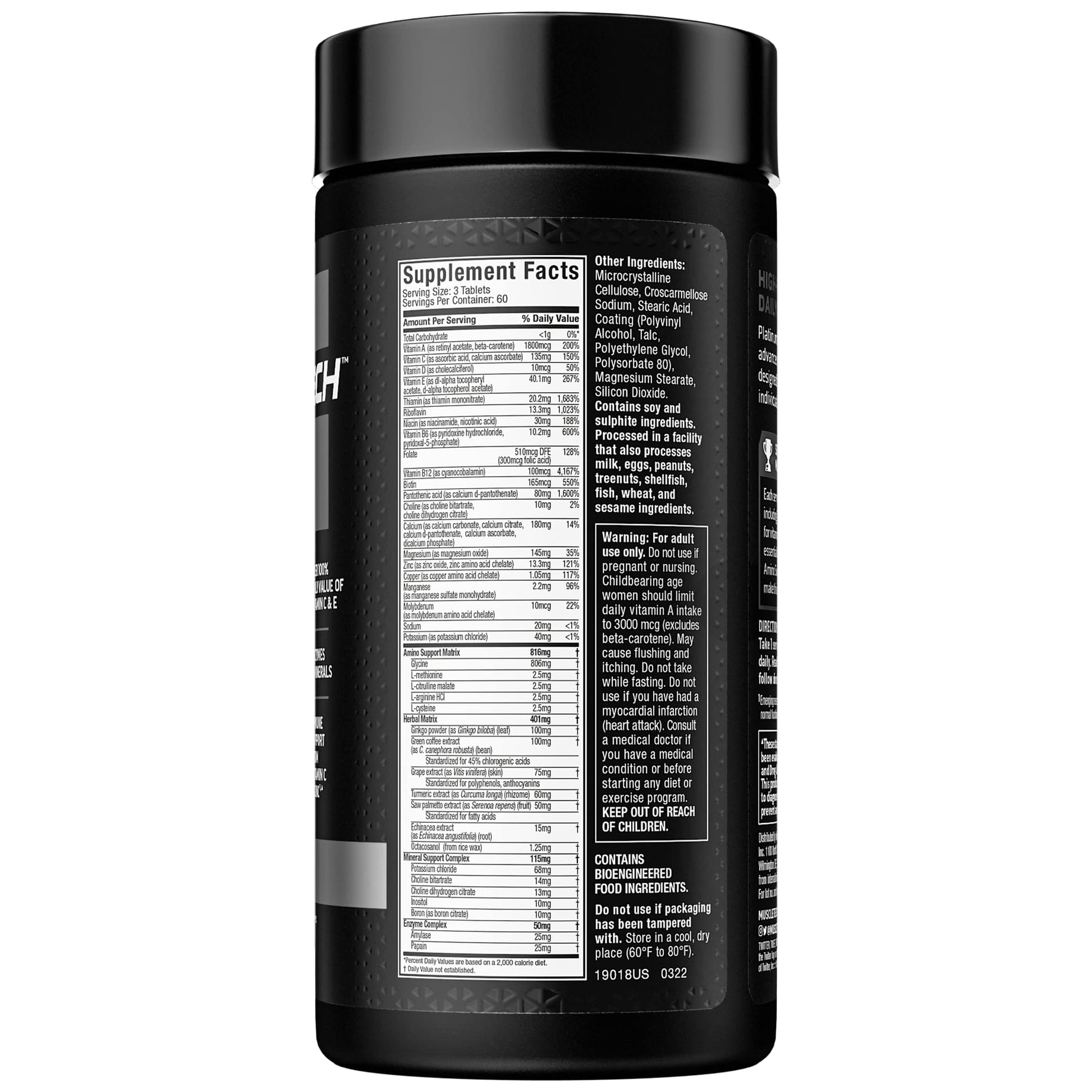 Muscletech Multivitamin for Men & Women Platinum Multivitamin | Vitamin C for Immune MuscleTech