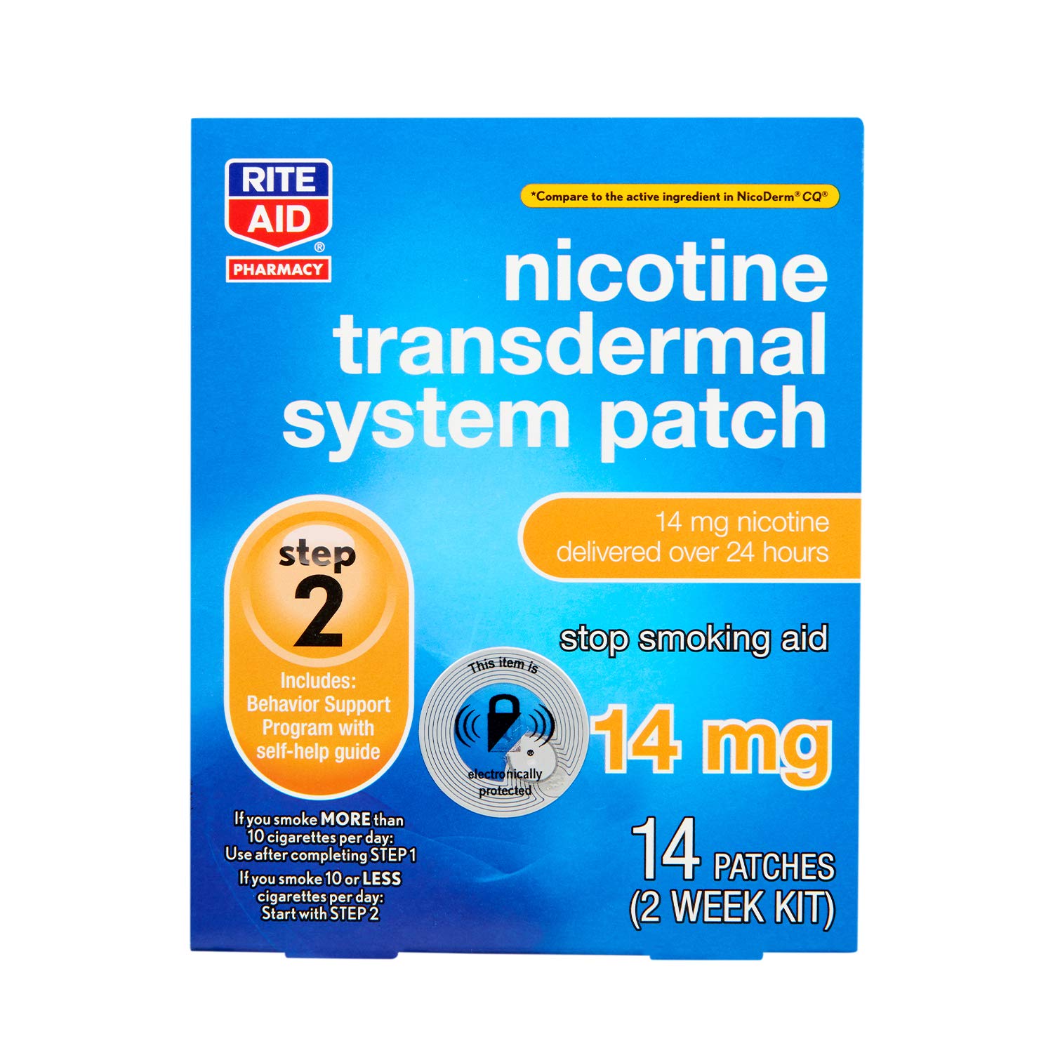 Rite Aid Nicotine Transdermal System Patch, Step 2, 14mg - 14 ct, Nicotine Rite Aid