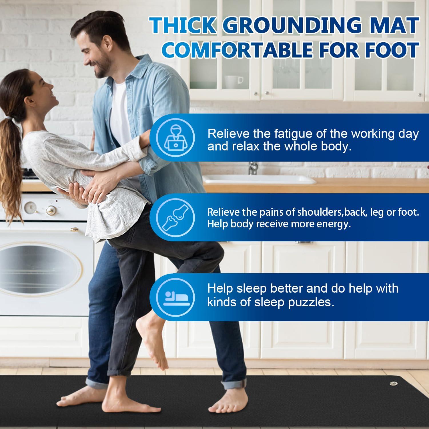 Grounding Mat for Bed, Desk, Floor, Grounding Pad for Better Sleep, Health, Pain Relief, Grounding Mat MEIMING