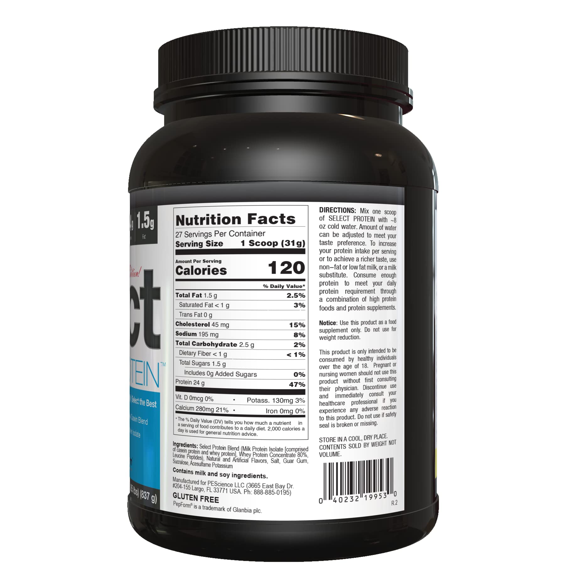 PEScience Select Low Carb Protein Powder, Peppermint Bark, 27 Serving, Keto Friendly PEScience