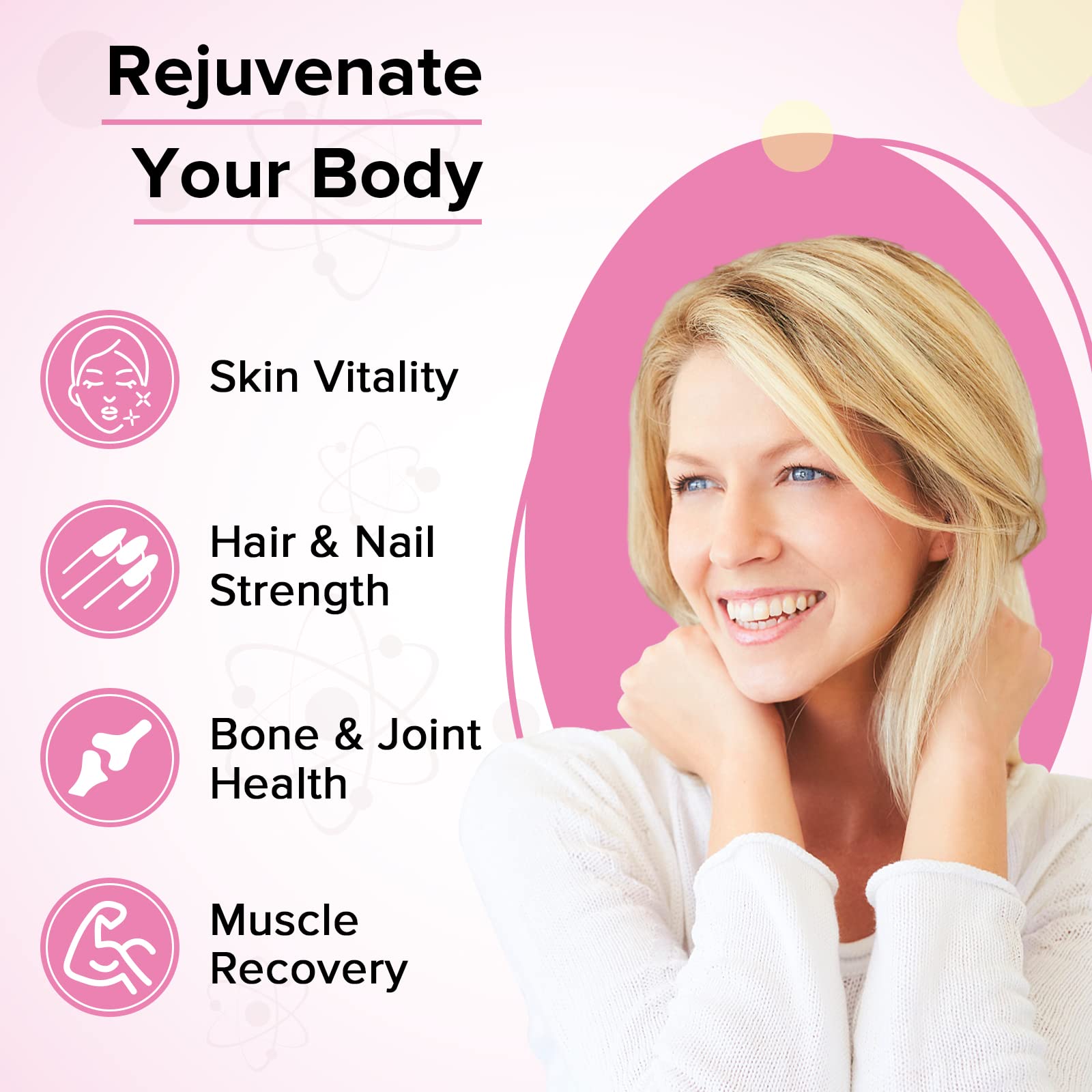 Liposomal Collagen Biotin Capsules, Hydrolyzed Bovine Collagen Peptides 1700 mg, Types 1 & 3 Protein Yapila