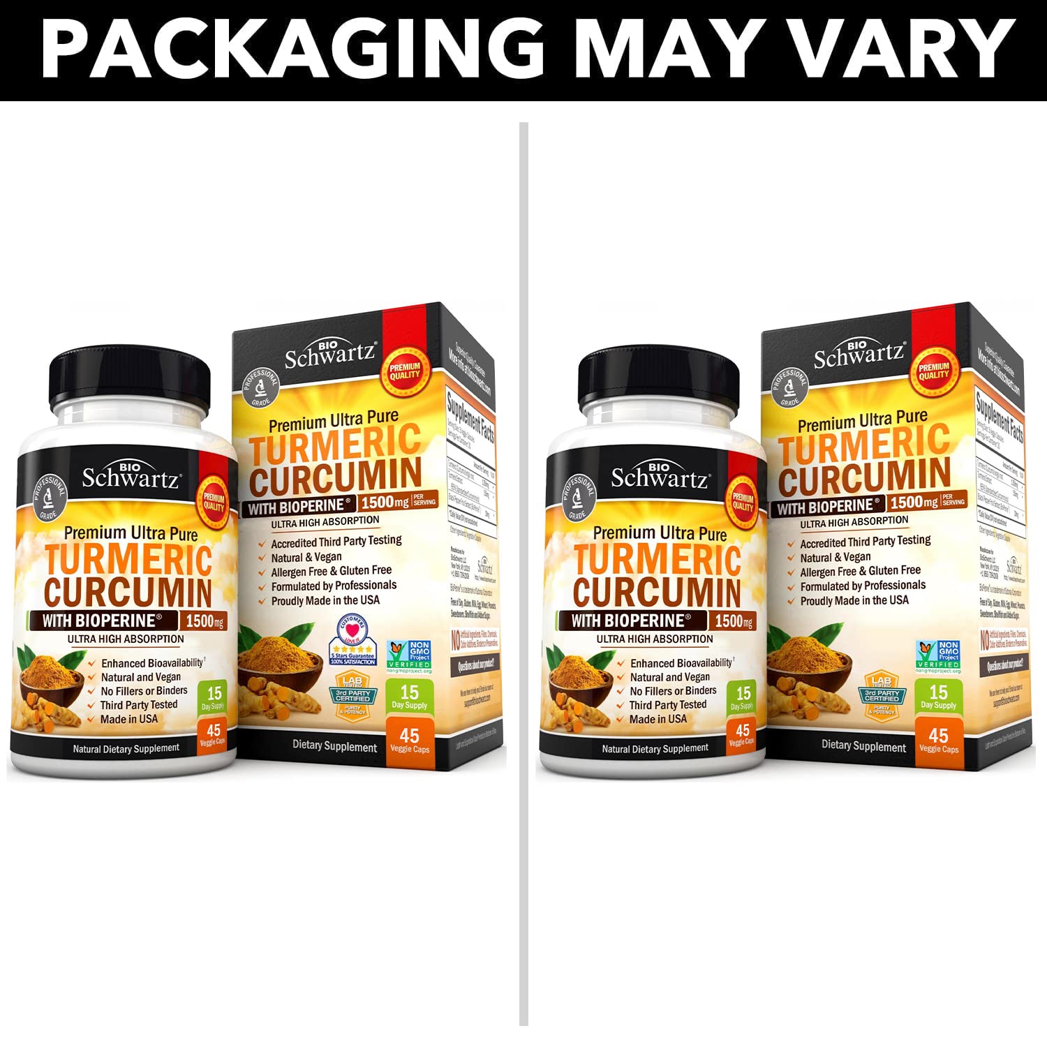 Turmeric Curcumin with Black Pepper Extract 1500mg - High Absorption
