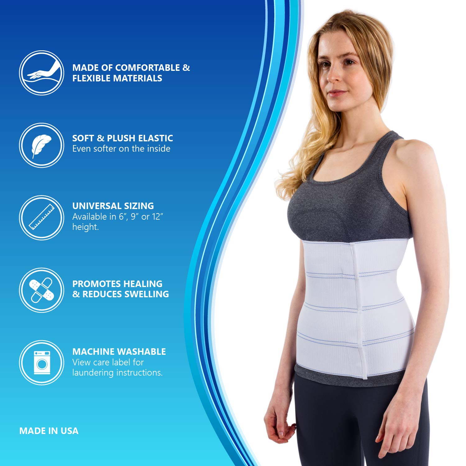 NYOrtho Abdominal Binder Lower Waist Support Belt - Compression Wrap for Men and Women NYOrtho