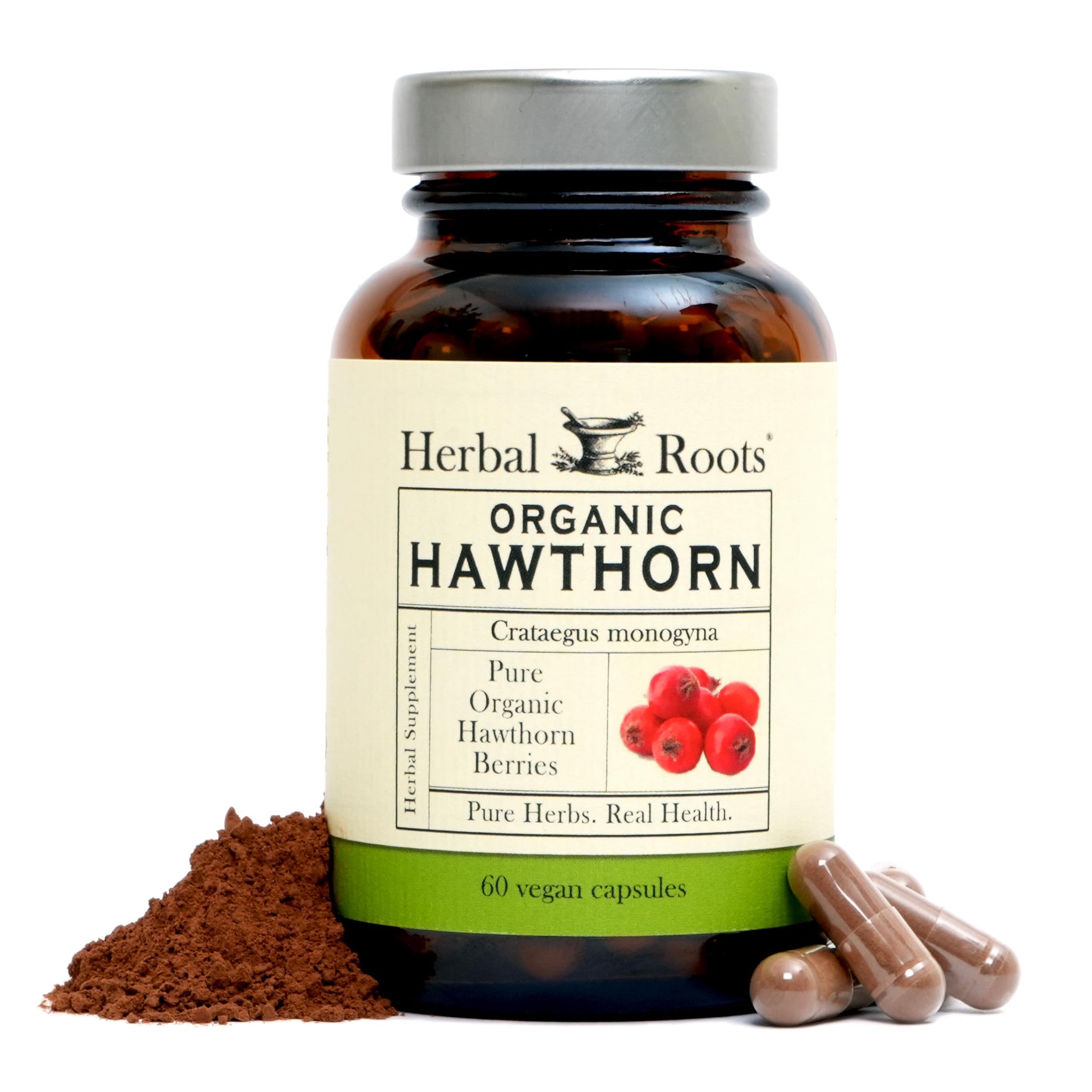Herbal Roots Organic Hawthorn Berry Capsules | Extra Strength 1,200mg per Serving 