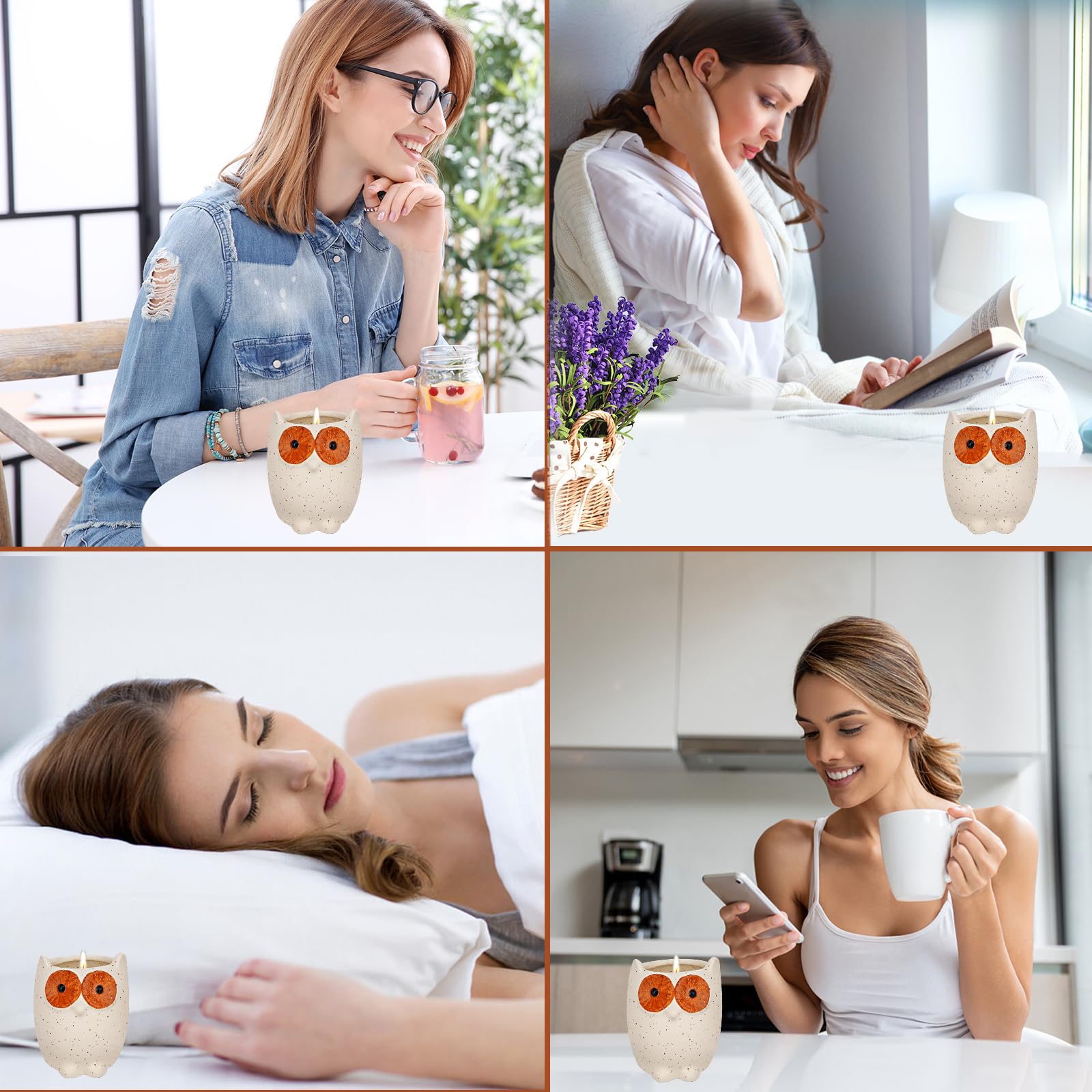 ETAKISH Lavender Scented Candle Gifts for Women, Cute Owl Highly Scented Aromatherapy Candle ETAKISH