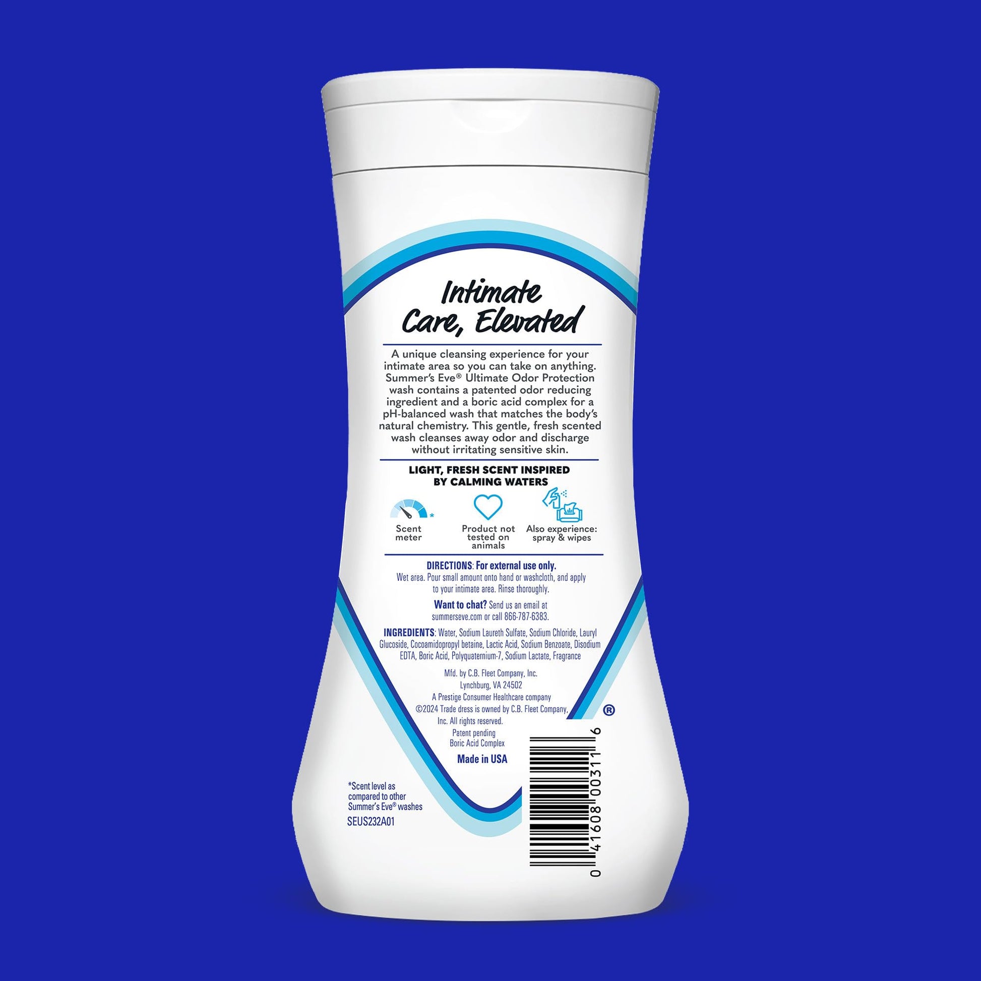 Summer's Eve, Ultimate Odor Control, Feminine Body Wash with Boric Acid, Removes Odor Summer's Eve