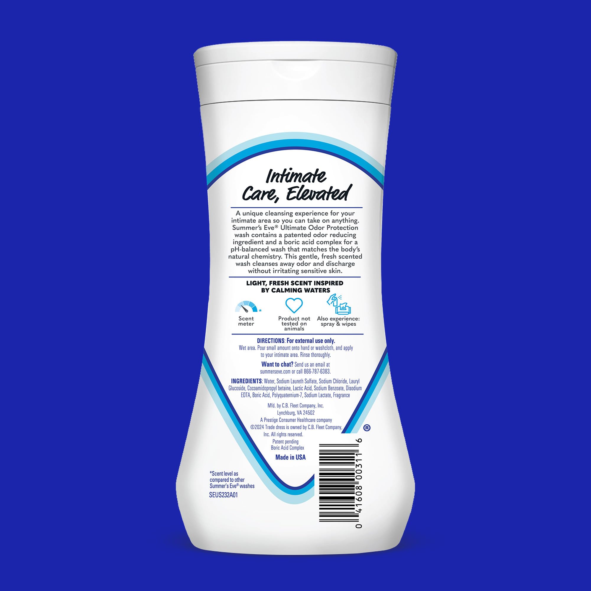 Summer's Eve, Ultimate Odor Control, Feminine Body Wash with Boric Acid, Removes Odor Summer's Eve