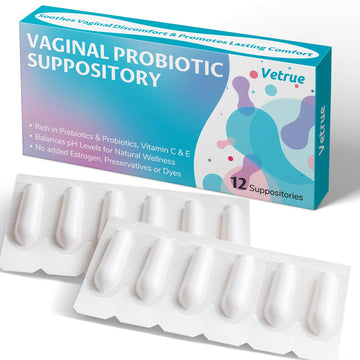vetrue Vaginal Probiotic Suppository, Feminine Health for Comfort, pH Balance, Odor Control