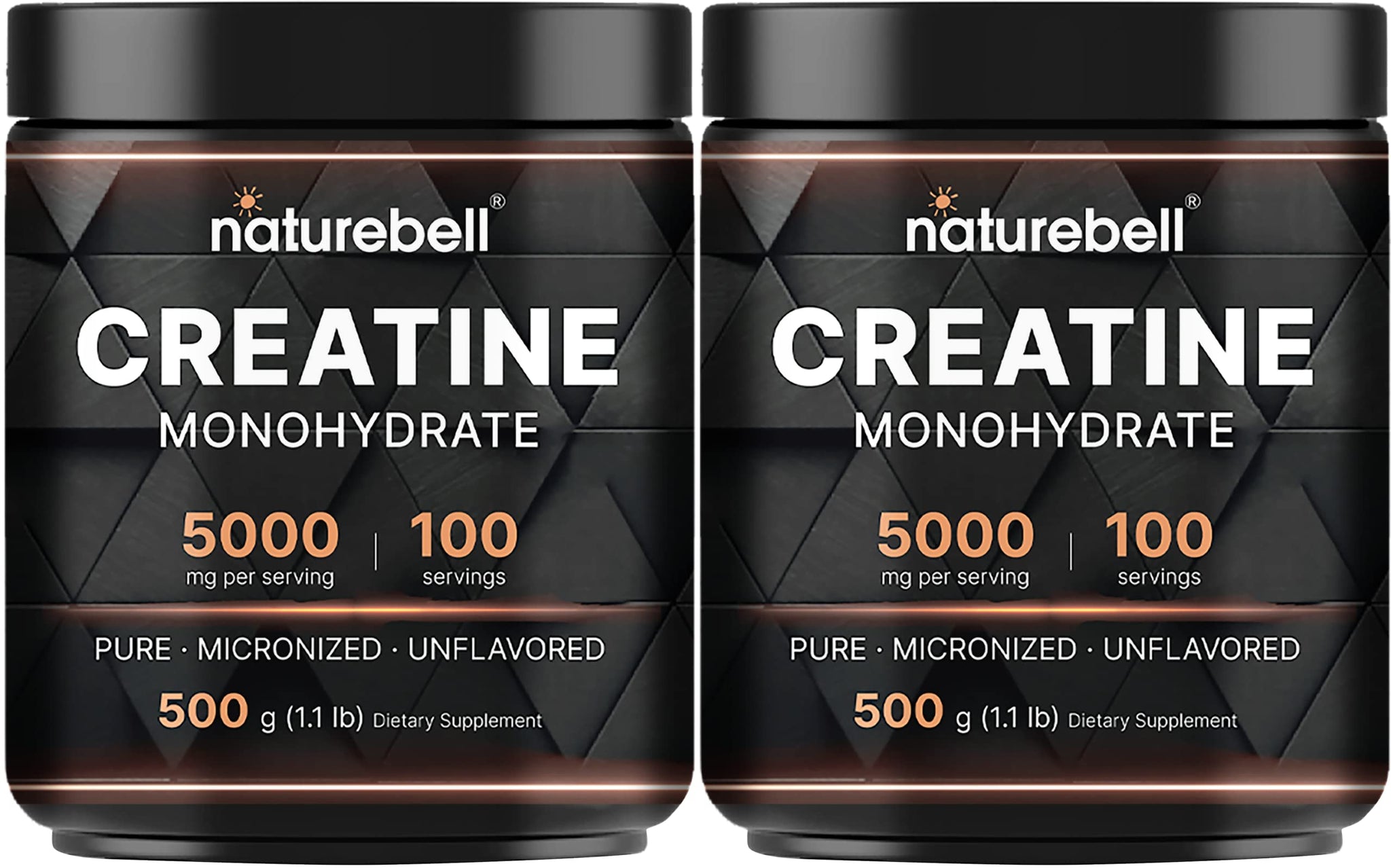 NatureBell 2 Pack Creatine Monohydrate Powder 500 Grams, 5000mg Per Serving