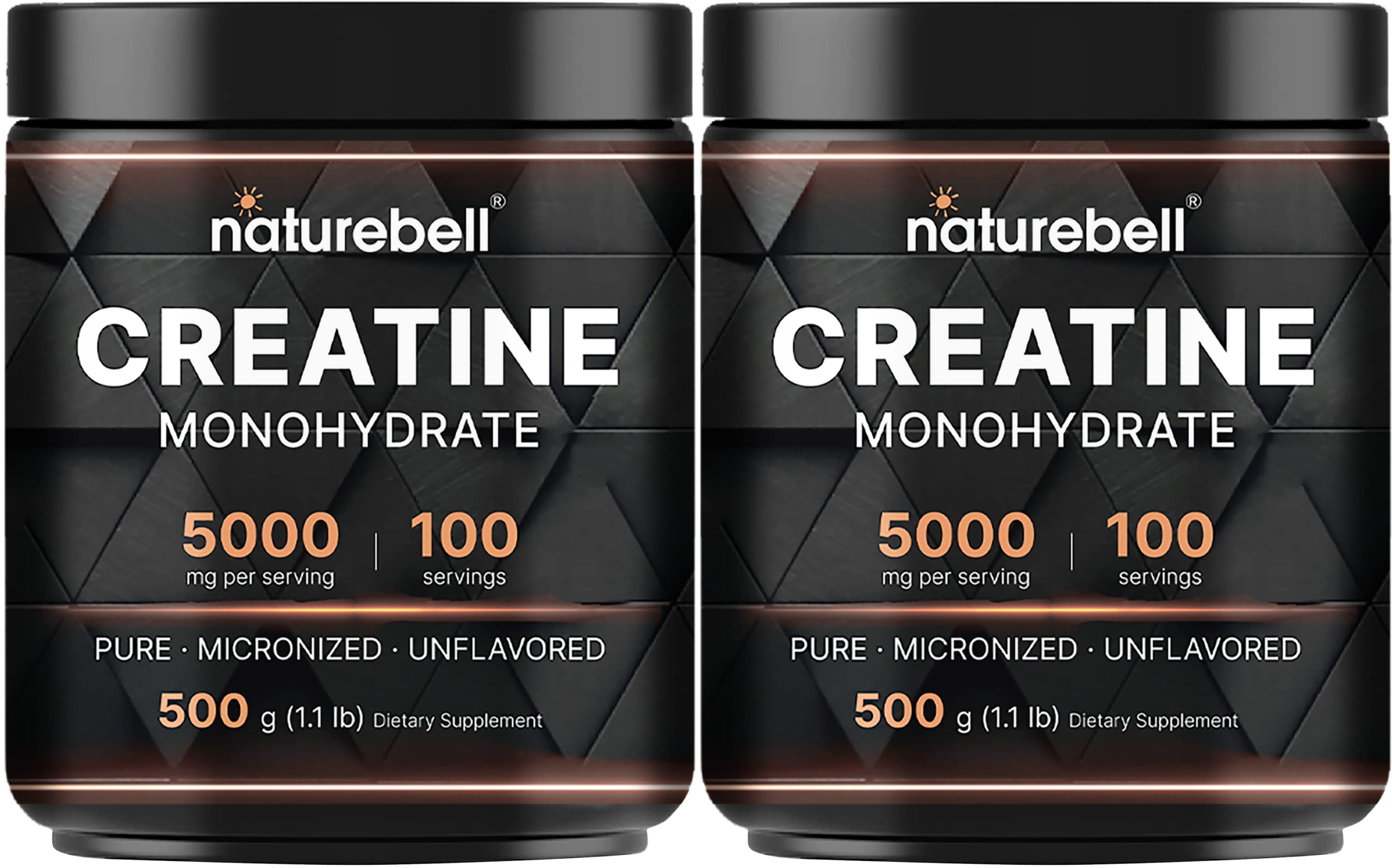 NatureBell 2 Pack Creatine Monohydrate Powder 500 Grams, 5000mg Per Serving