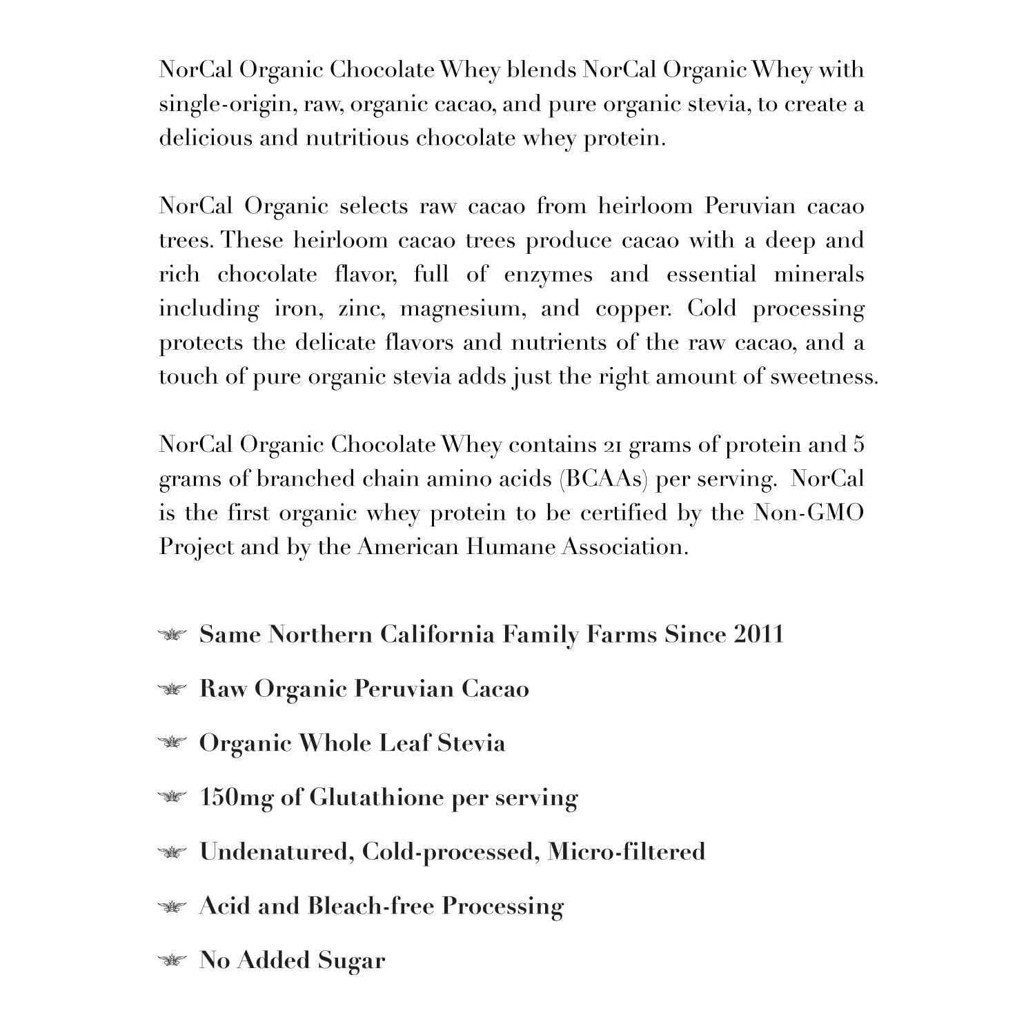 NorCal Organic Chocolate Whey Protein - 2lbs | 100% USA Grass-Fed, USDA Certified NorCal Organic