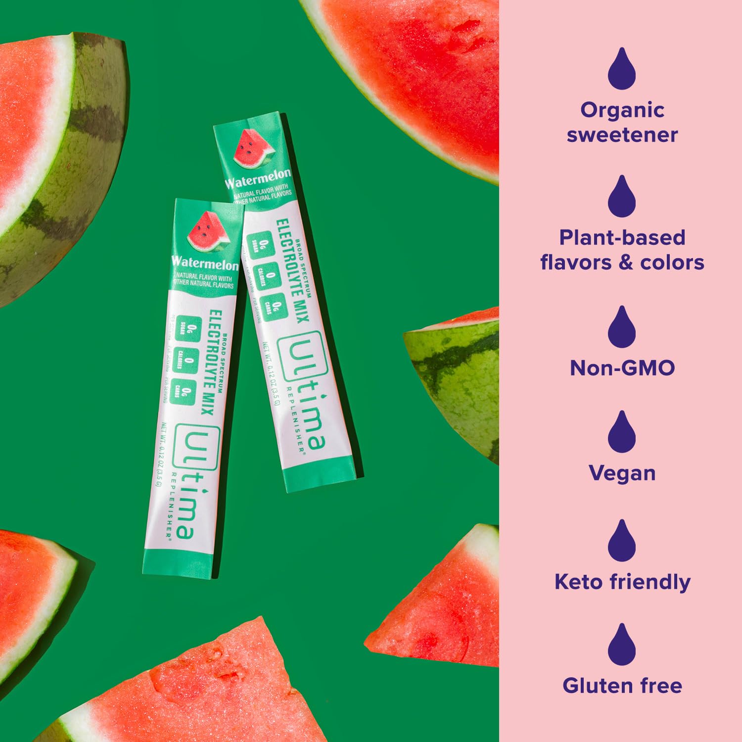 Ultima Replenisher Daily Electrolyte Drink Mix – Watermelon, 20 Stickpacks Ultima Replenisher