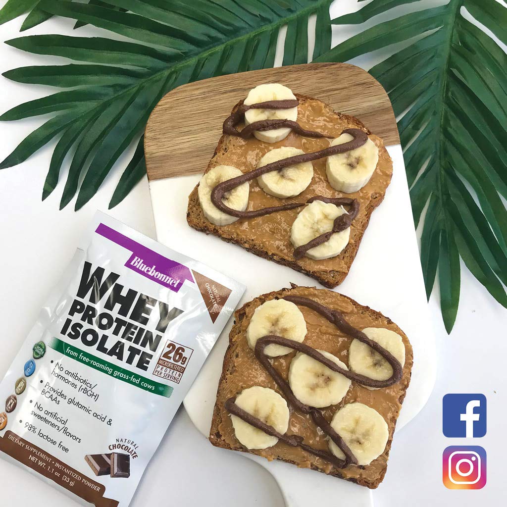 BlueBonnet 100% Natural Whey Protein Isolate Powder, Chocolate, 2 Pound Bluebonnet