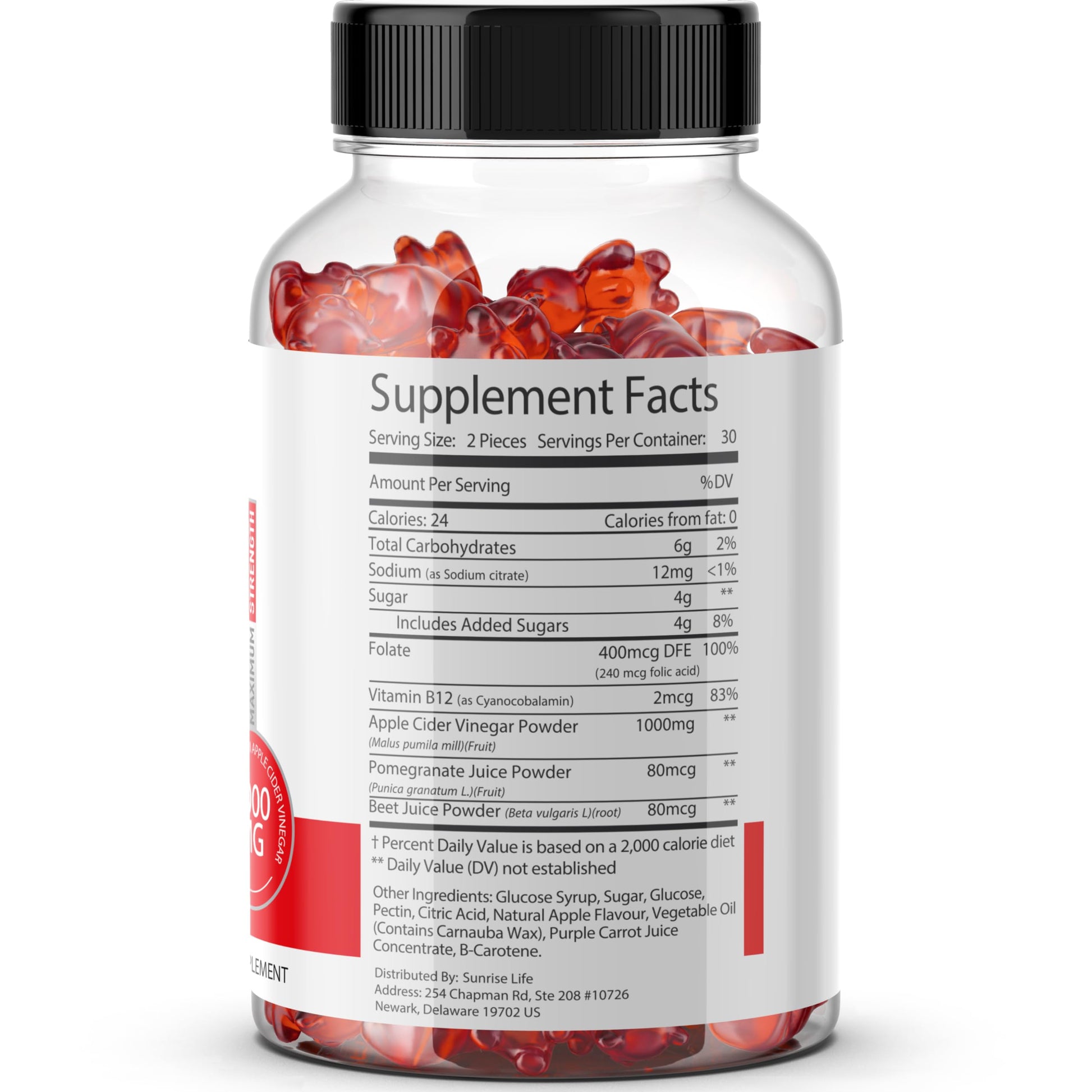 Sunrise Life Keto Bites ACV Gummies | 1000mg | Apple Cider Vinegar Gummies Sunrise Life