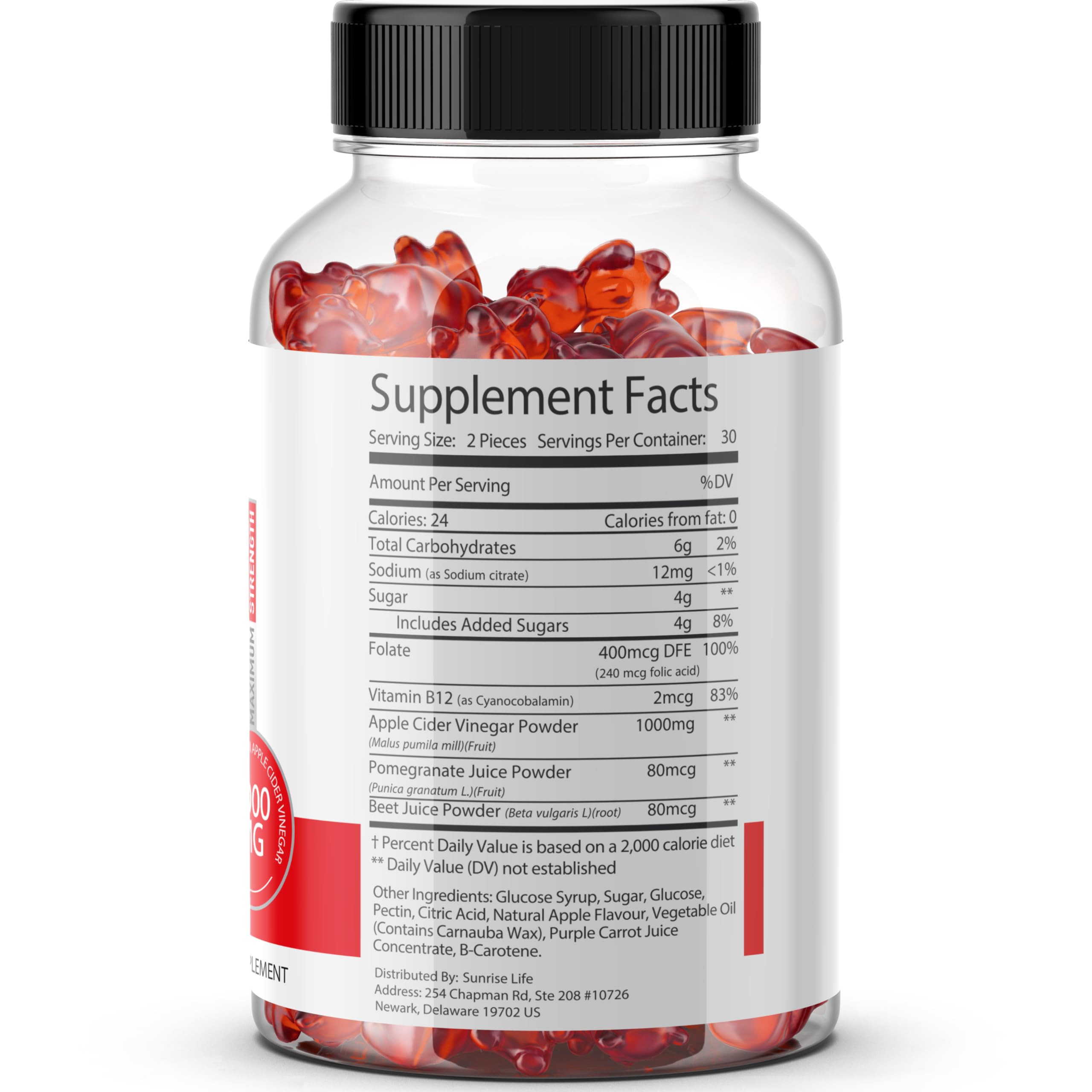 Sunrise Life Keto Bites ACV Gummies | 1000mg | Apple Cider Vinegar Gummies Sunrise Life