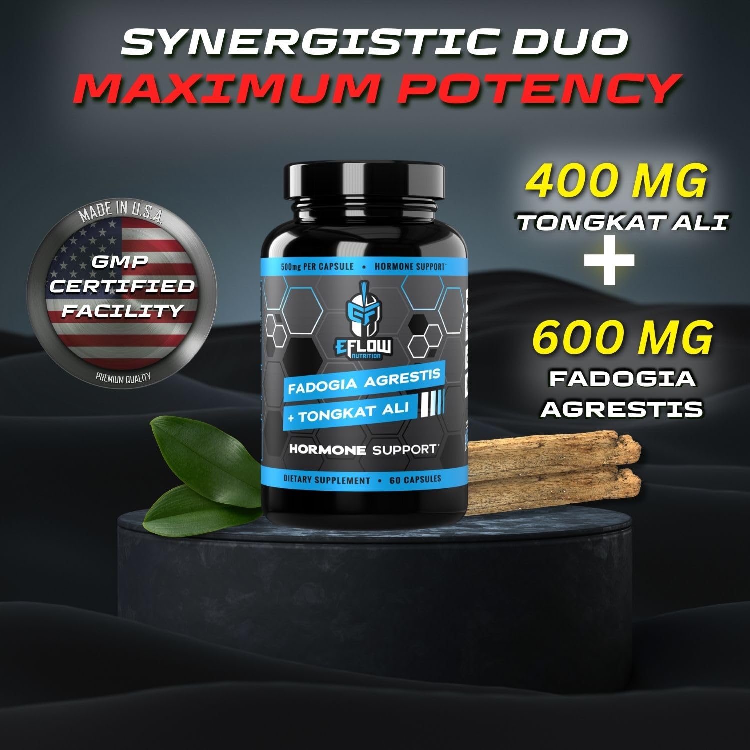 eFlow Nutrition Fadogia Agrestic + Tongkat Ali - [2-in-1] Natural Performance Supplement eFlow Nutrition