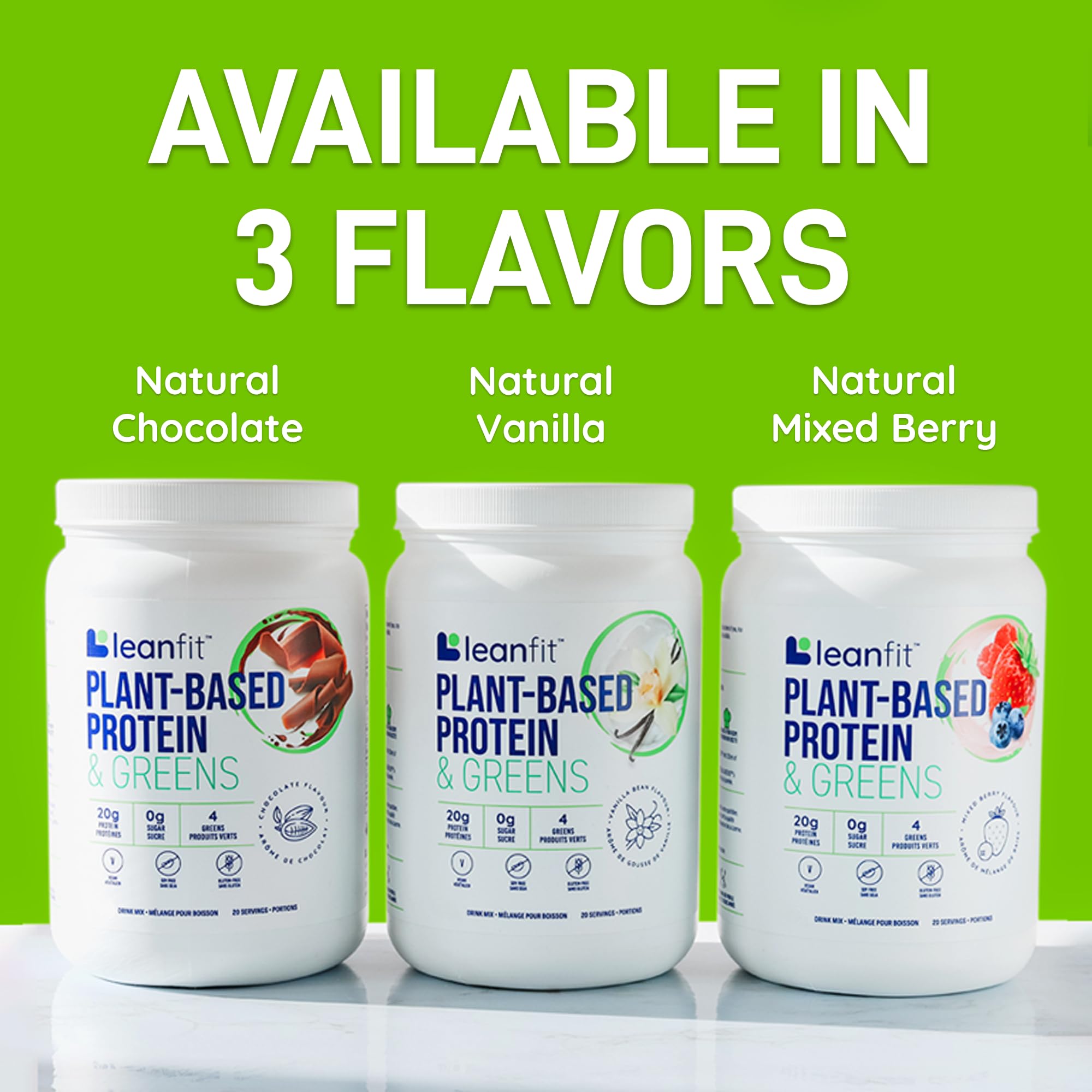 LeanFit Plant-Based Protein & Greens, Natural Berry, 20g Protein, 19 Servings, 1.25 Pound LeanFit