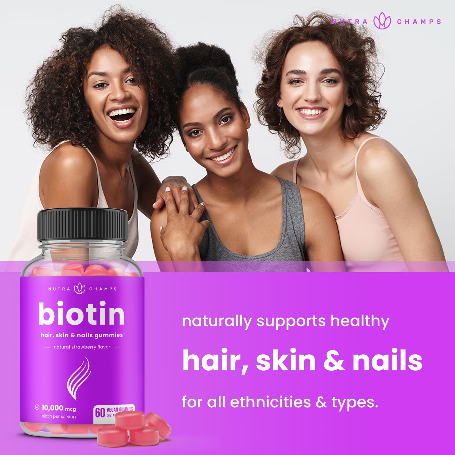 NutraChamps Biotin Gummies 10000mcg [High Potency]