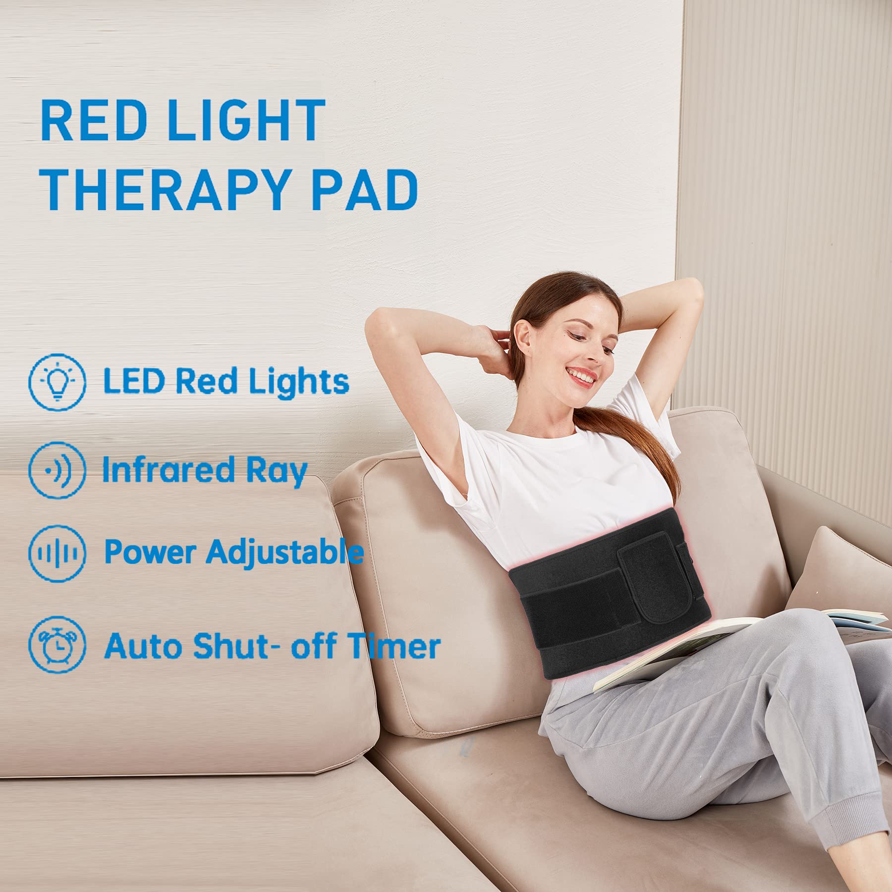 Naviocean Red Light Therapy Belt Device for Body Pain Waist, Infrared Wearable Pad Deep Therapy Wrap Naviocean