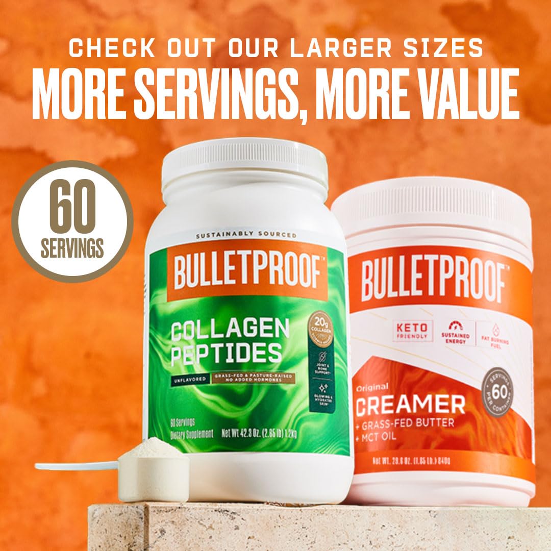 Bulletproof Unflavored Collagen Peptides Powder Packets, Pack of 15, Grass-Fed Collagen Bulletproof