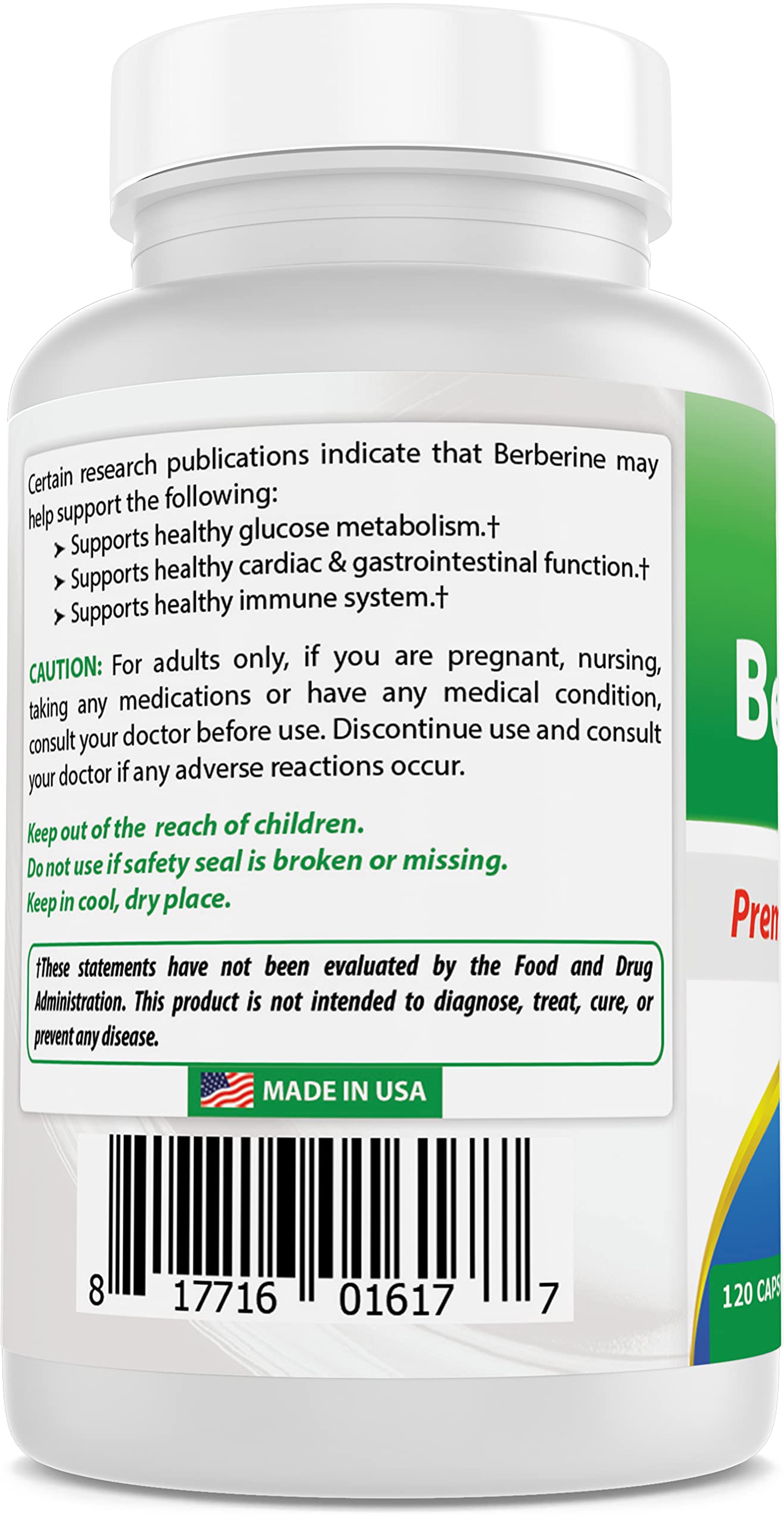 Best Naturals Berberine 500mg 120 Capsules - Supports Immune Function, Cardiovascular Best Naturals