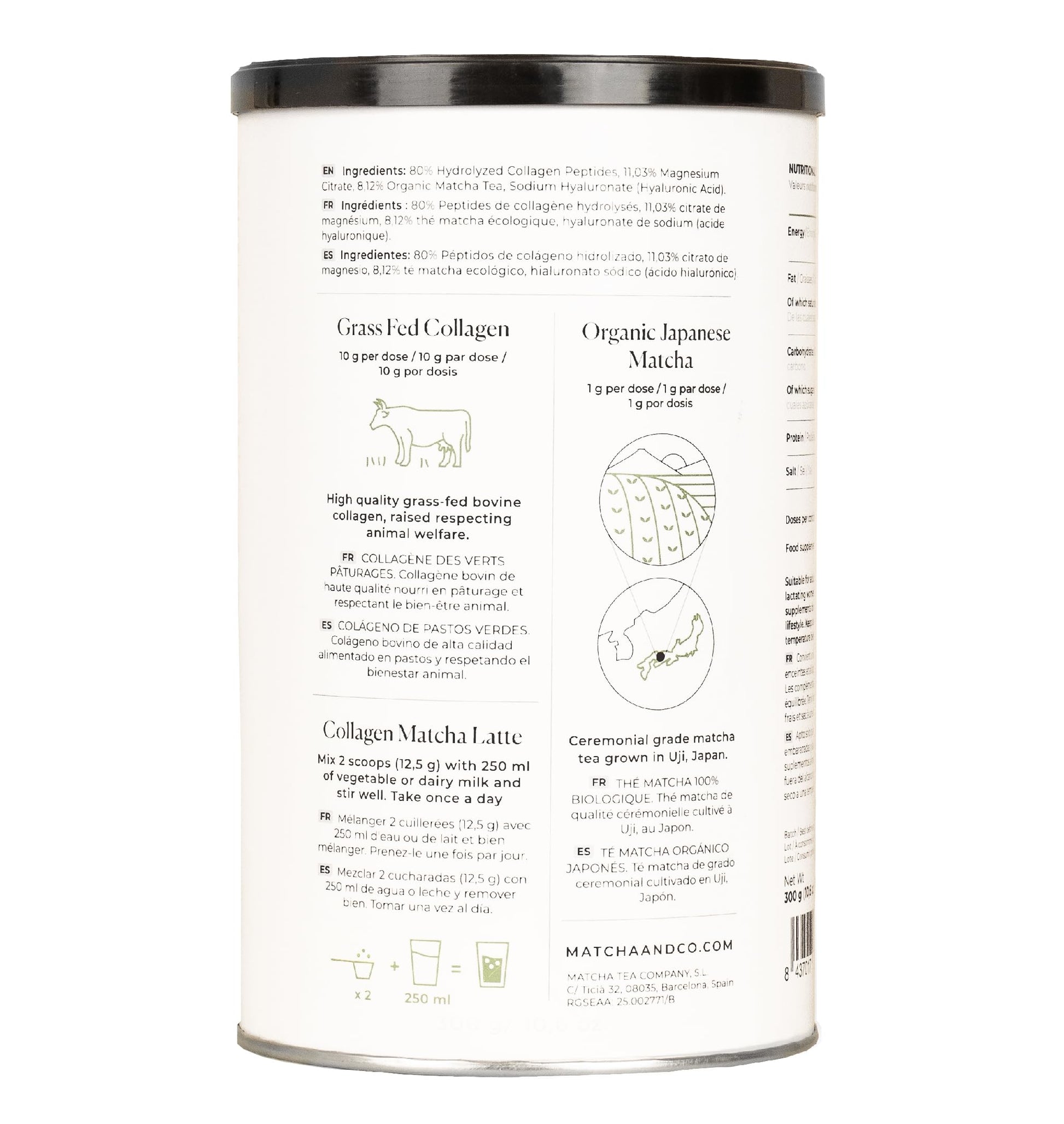 Collagen with Magnesium, Matcha Tea and Hyaluronic Acid. Joints, skin and nails Matcha & CO