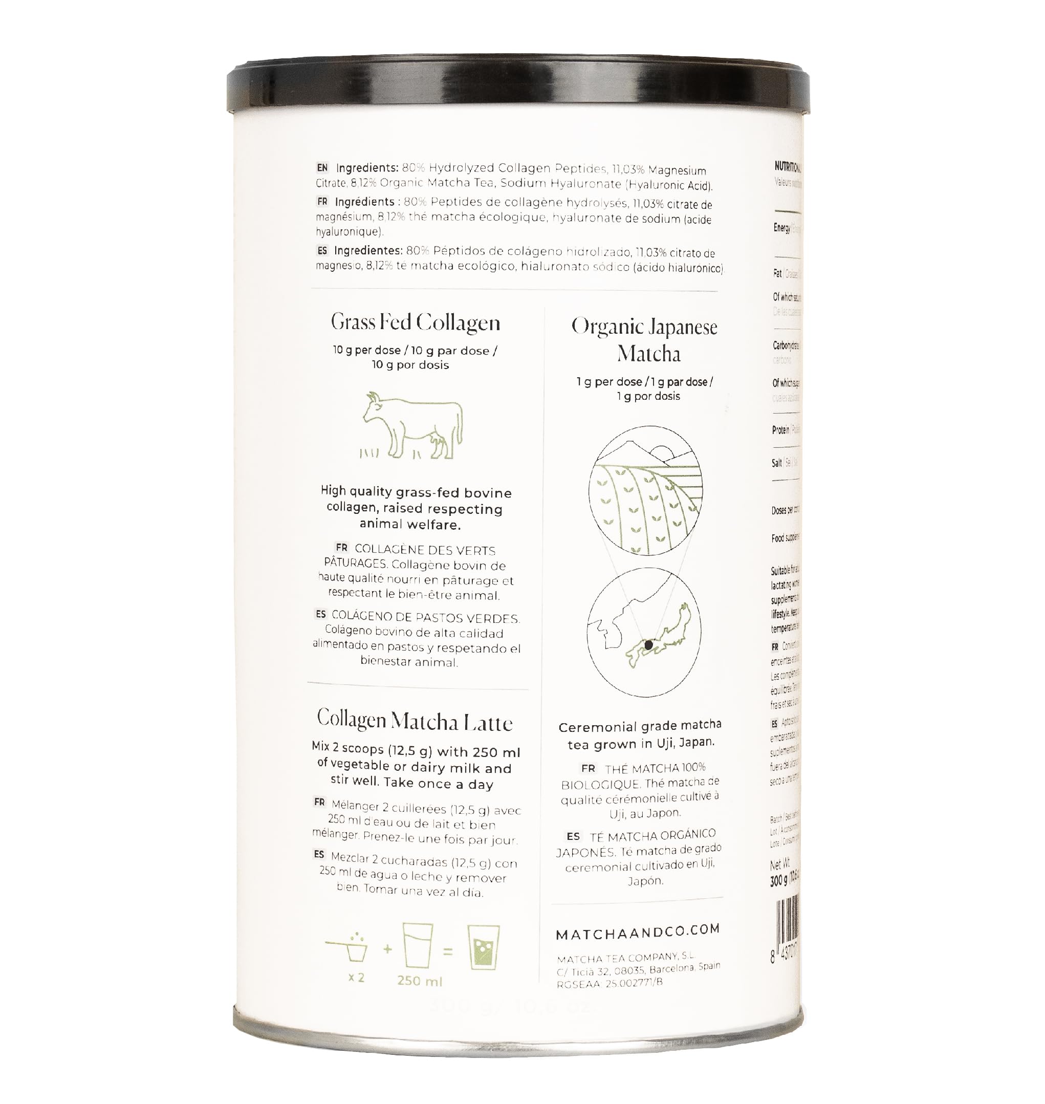 Collagen with Magnesium, Matcha Tea and Hyaluronic Acid. Joints, skin and nails Matcha & CO