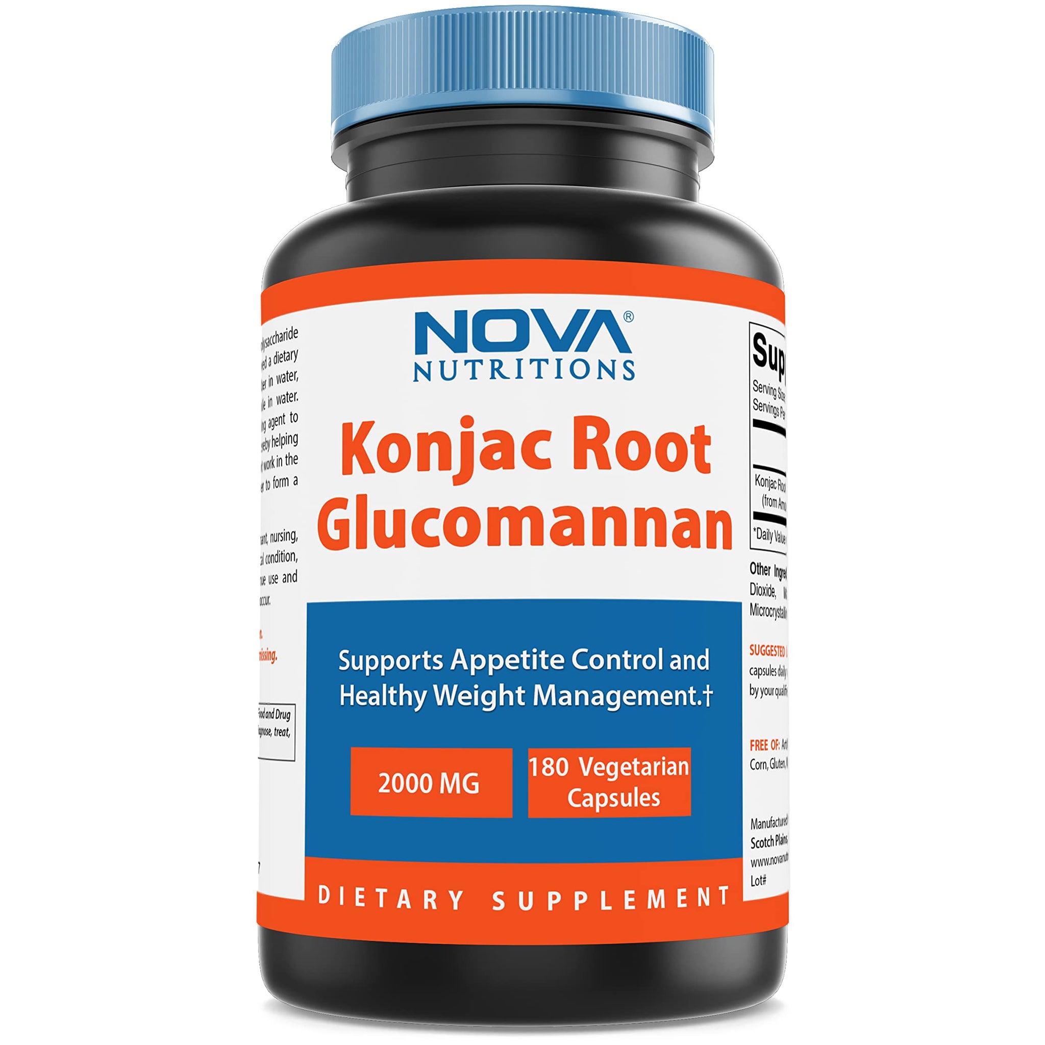 Nova Nutritions 2 Pack Konjac Root Glucomannan Capsules 2000 mg/Serving Veggie Caps