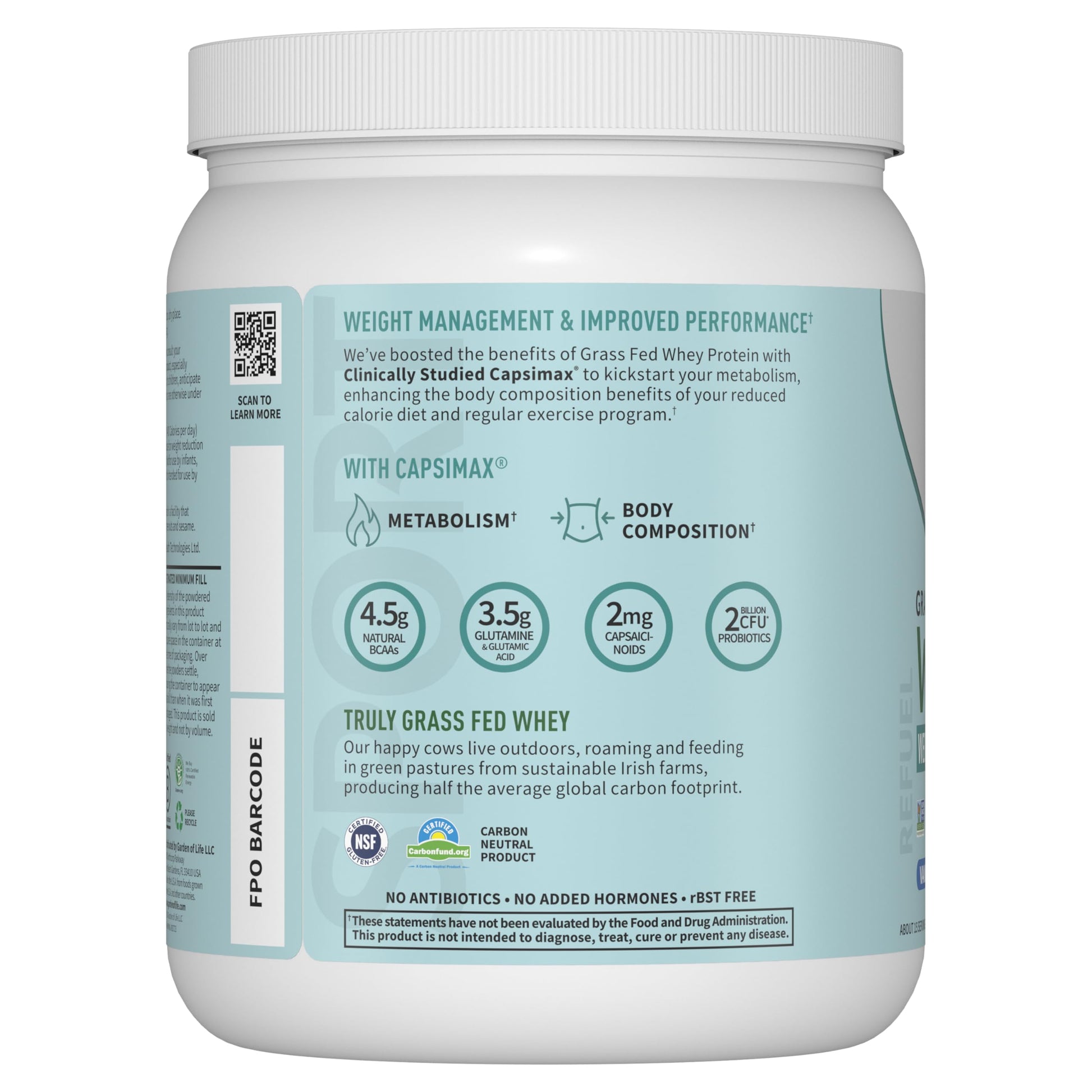Garden of Life Sport Whey Plus Weight Management with Amino Energy - 20g of Grass Garden of Life