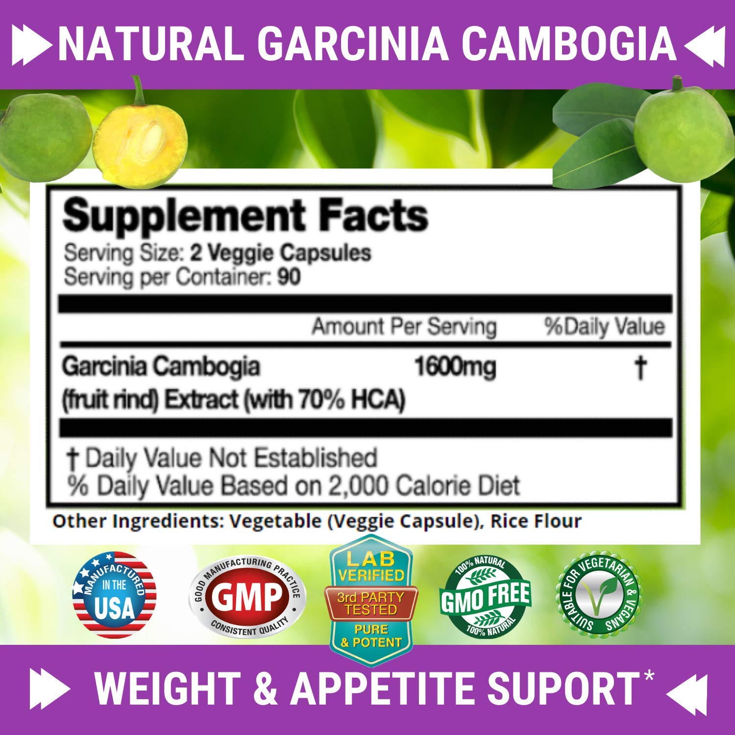 Fresh Healthcare 100% Pure Garcinia Cambogia Extract - All Natural Appetite Suppressant FRESH HEALTHCARE