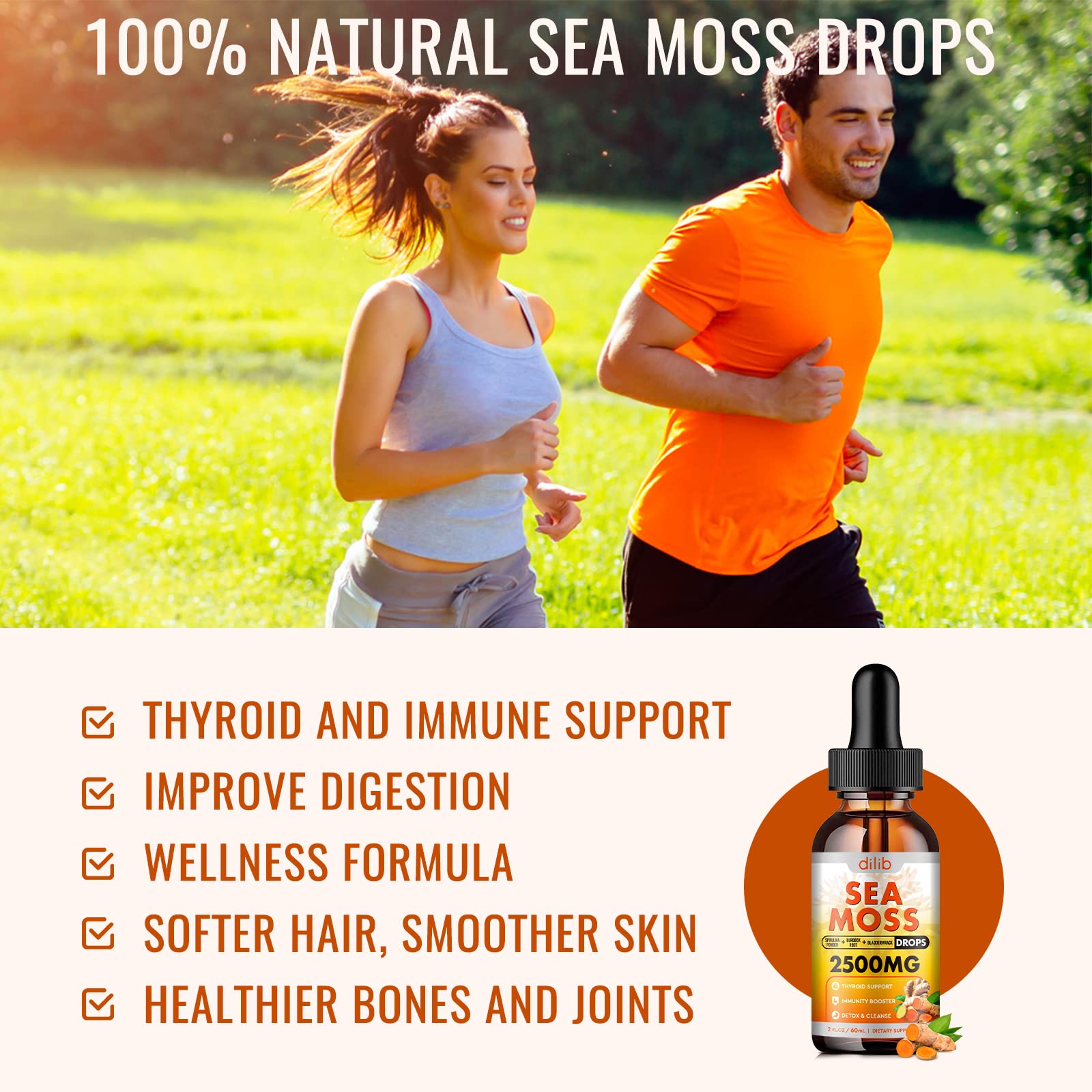 Sea Moss Liquid Drops: Organic Irish Sea Moss 2500mg with Turmeric, Bladderwrack dilib