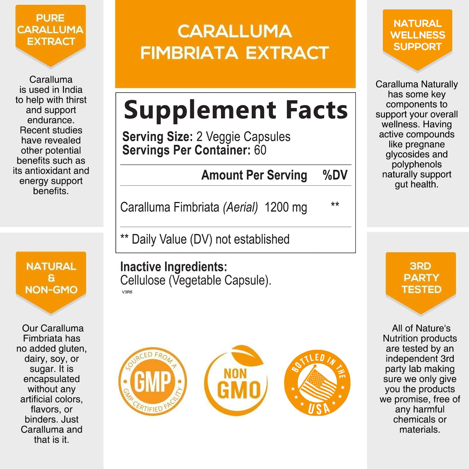 Pure Caralluma Fimbriata Extract Highly Concentrated 1200mg - Natural Endurance Support Nature's Nutrition