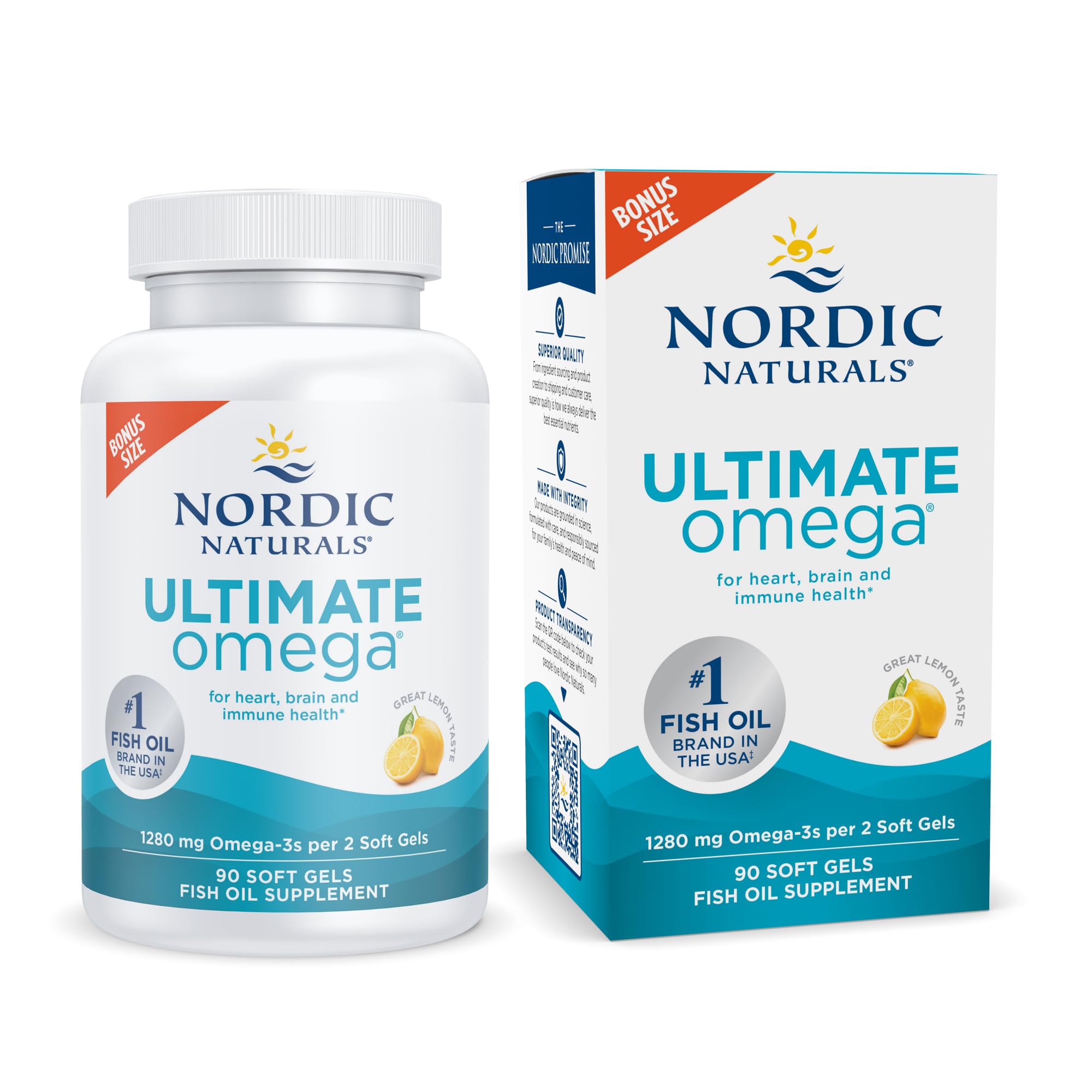 Nordic Naturals Ultimate Omega, Lemon Flavor - 90 Soft Gels - 1280 mg Omega-3 