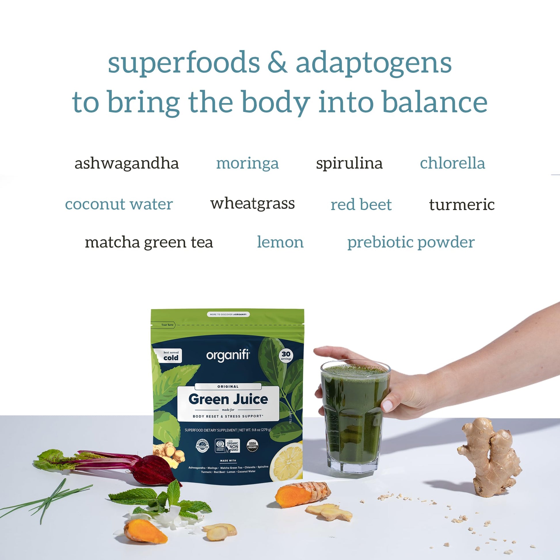 Organifi Green Juice - Powder Supplement with Organic Spirulina, Ashwagandha Organifi