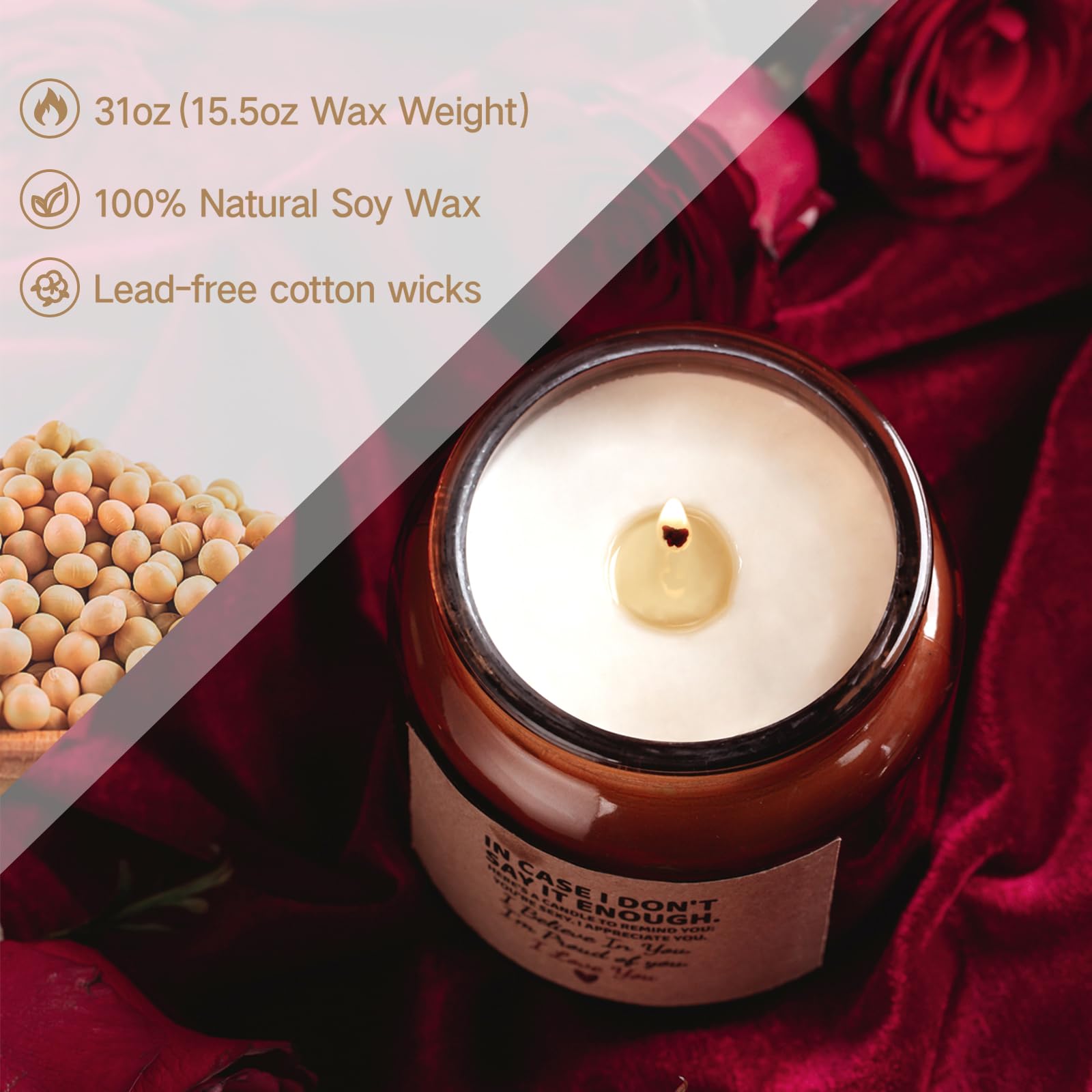 Candle Amber Moss Scented, Valentines Day Gifts for Her Girlfriend Wife, Romantic Anniversary YINUO LIGHT