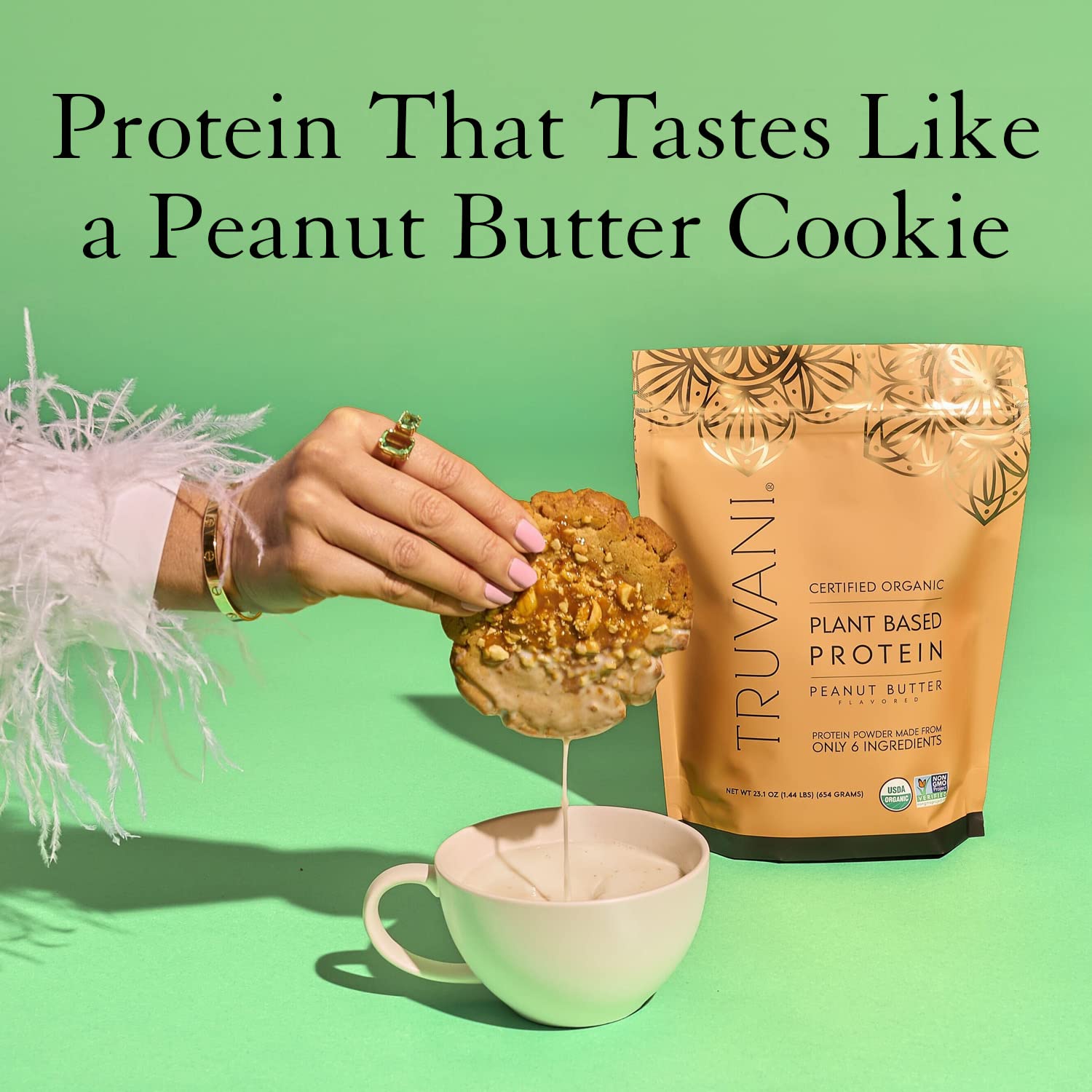Truvani Organic Vegan Protein Powder Peanut Butter - 20g of Plant Based Protein, Powder Truvani